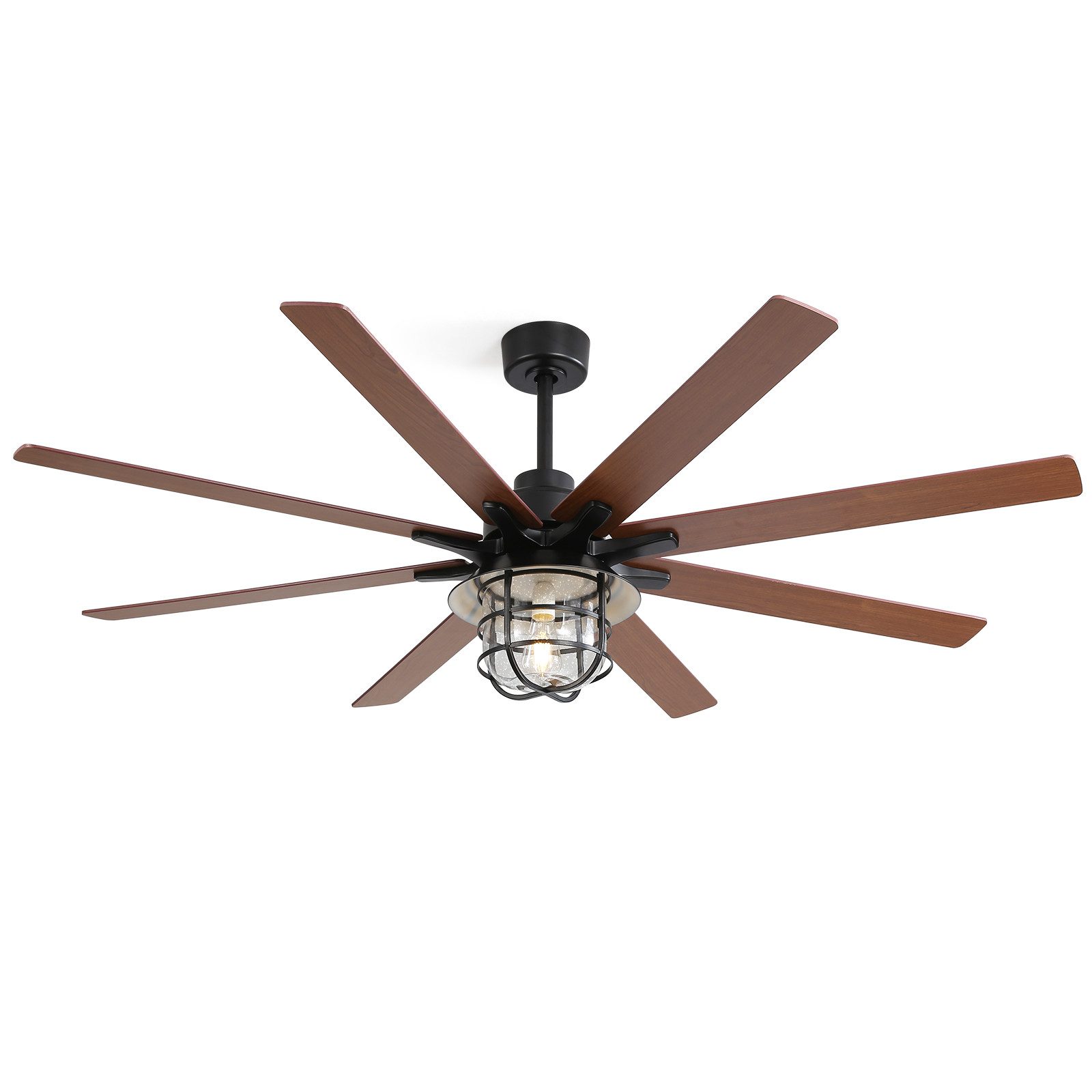 Sofucor Deckenventilator mit E26-Beleuchtung, 8 Flügeln, Leiser DC-Motor, Fernbedienung, 167,5cm Industrielles Design, Timerfunktion