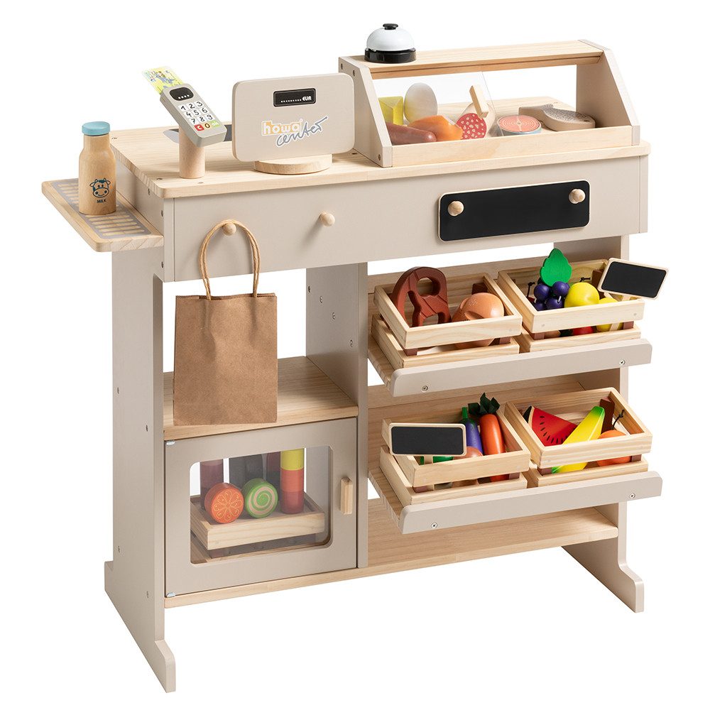 howa Kaufladen, aus Holz natur, beige inklusive 40 teiligem Kaufladenzubehör