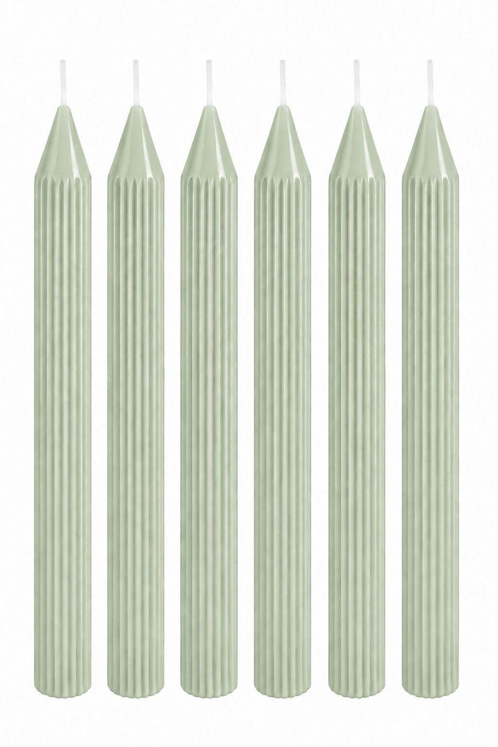 CHAKS Spitzkerze Rillenkerzen Tafelkerzen Pastellfarben 25cm 6 Stück, Rillen