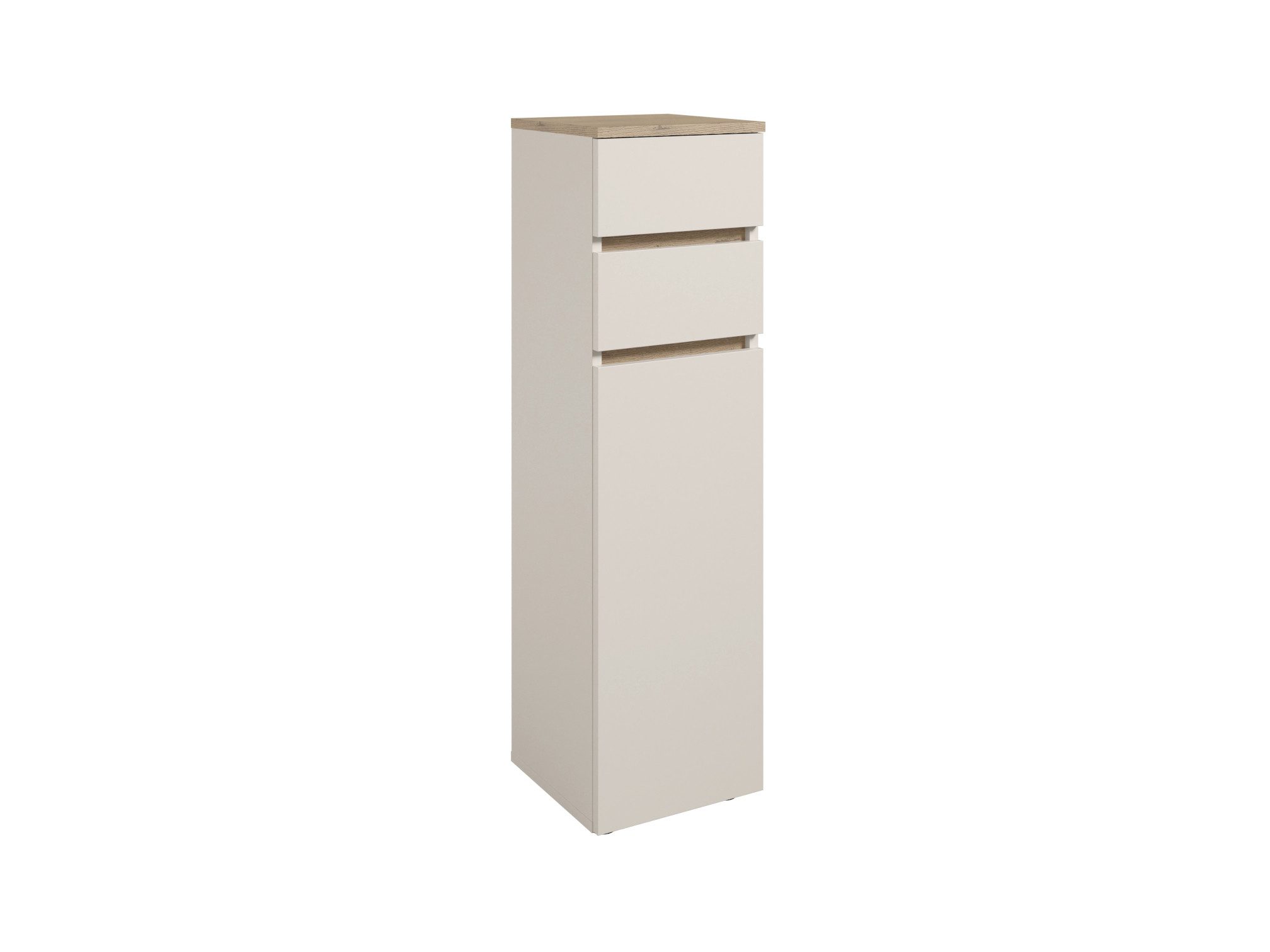 moebel-dich-auf Badkommode LONDRES (Badezimmerschrank Badschrank, mit 1 Tür und 2 Schubkästen, BxH 30x108 cm), in kaschmir oder anthrazit, Absetzung: Cremona Eiche