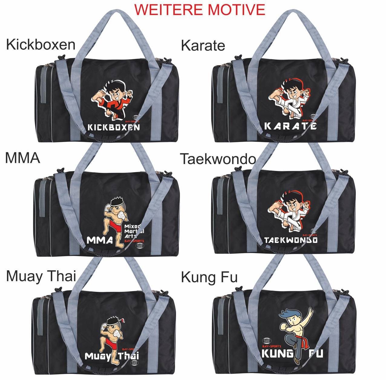 Karate schwarz/grau cm BAY-Sports Sporttasche 50 Sporttasche Kinder für