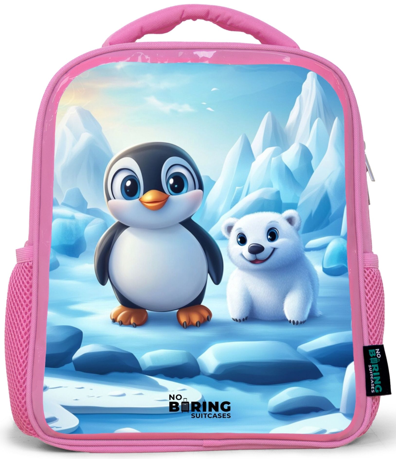 Rucksack Rosa - Pinguin und Eisbär auf Eisschollen