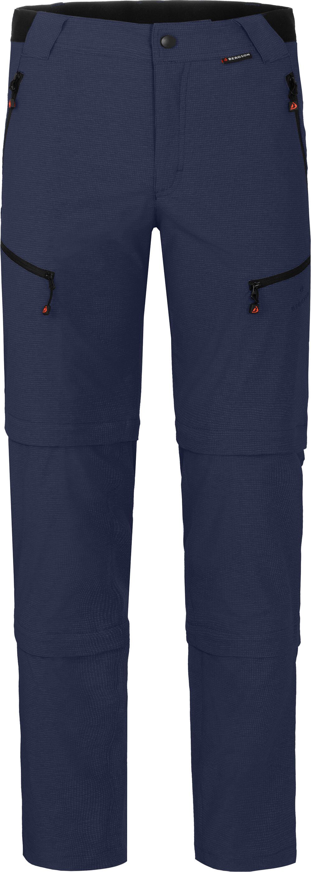 Bergson Zip-off-Hose LEBIKO Doppel Zipp-Off mit T-ZIPP Herren Wanderhose, robust elastisch, Kurzgrößen, peacoat blau