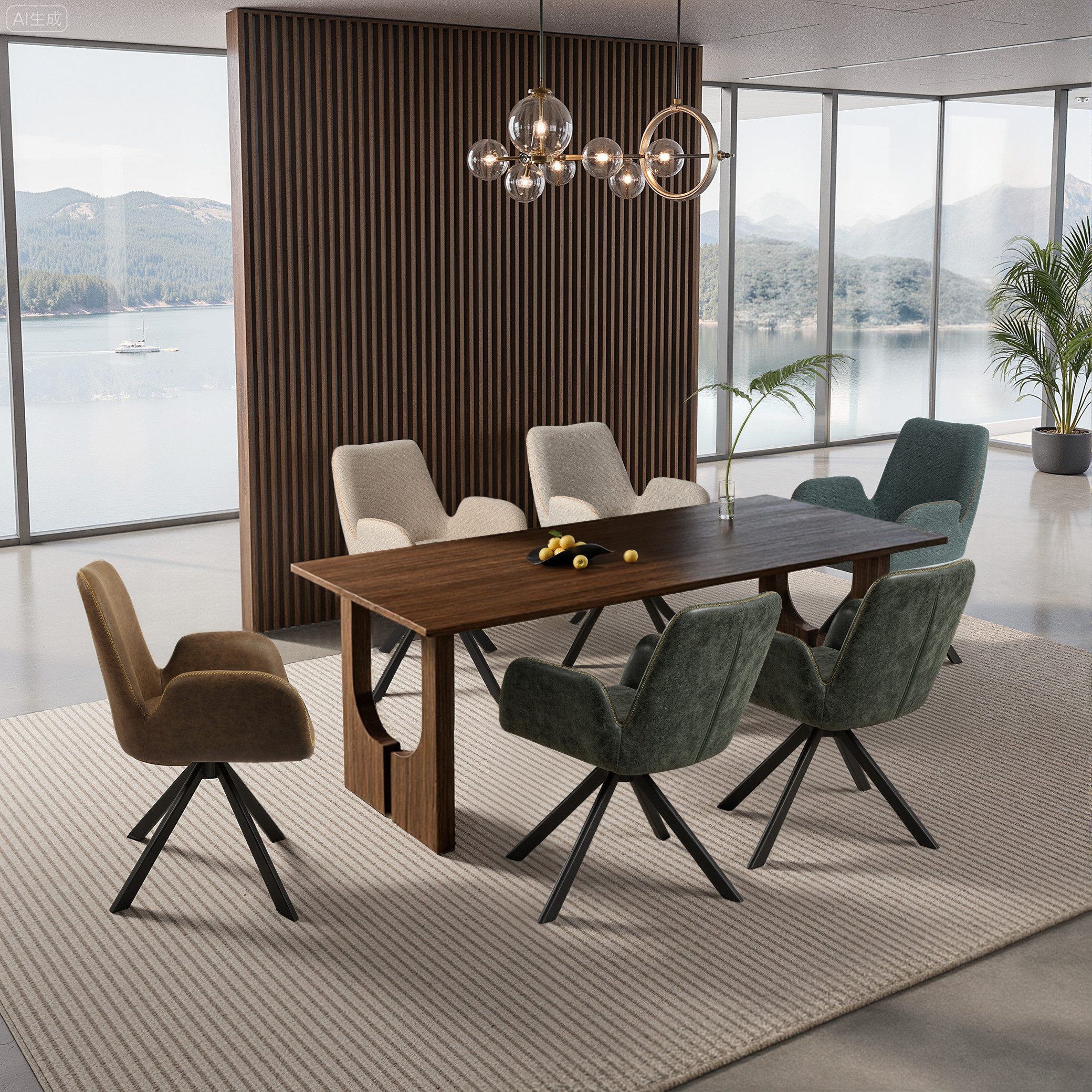 HOMAVO Esszimmerstuhl Stuhlset mit Ammlehnen in Drehbar Vintage-Look (2 St), EN 12520 geprüft, Armlehnen, ergon. Rückenlehne, 360° Drehung