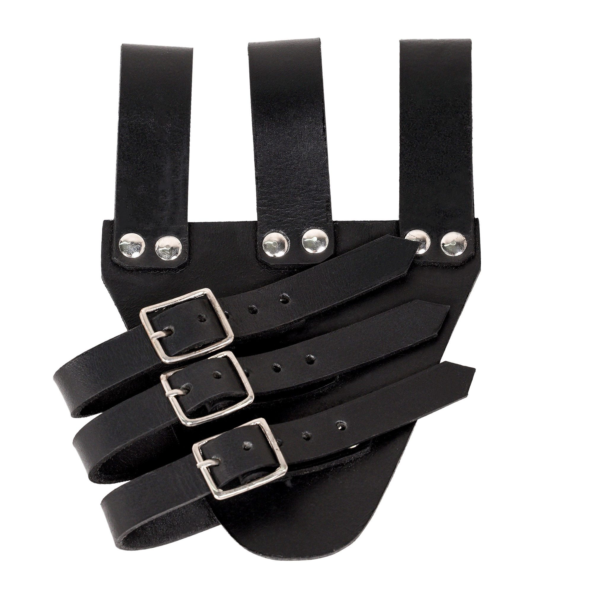 Lord Of Battles Gürtelhalter Schwerthalter aus Leder mit 3 Riemen und Schnallen - Schwarz
