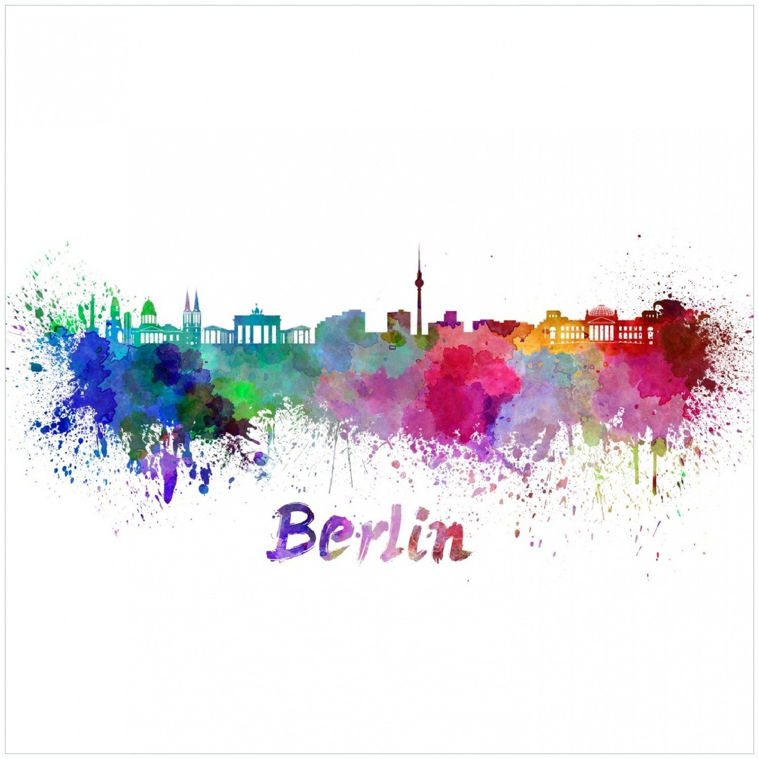Wallario Memoboard Städte als Aquarell - Skyline von Berlin