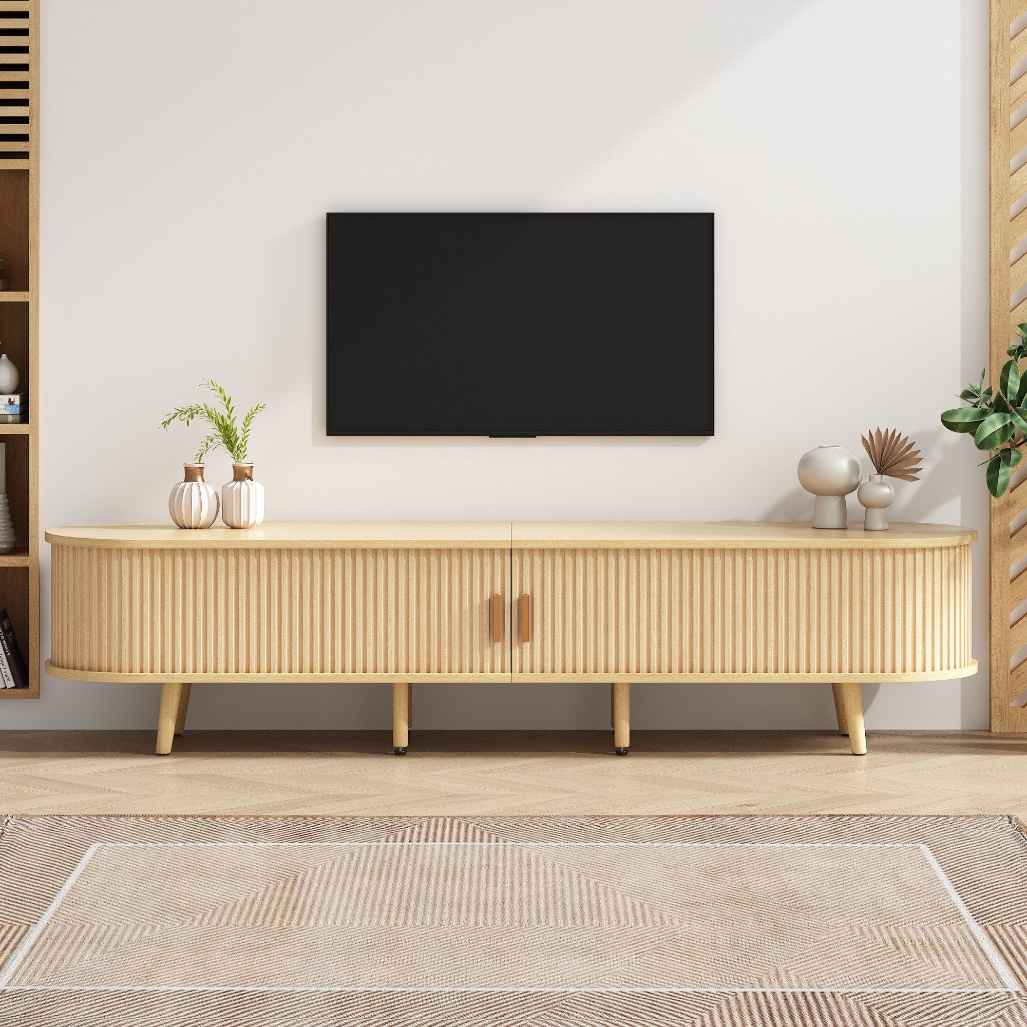 IDEASY TV-Schrank Walnuss-TV-Schrank mit 2 Schubladen für 75 Zoll