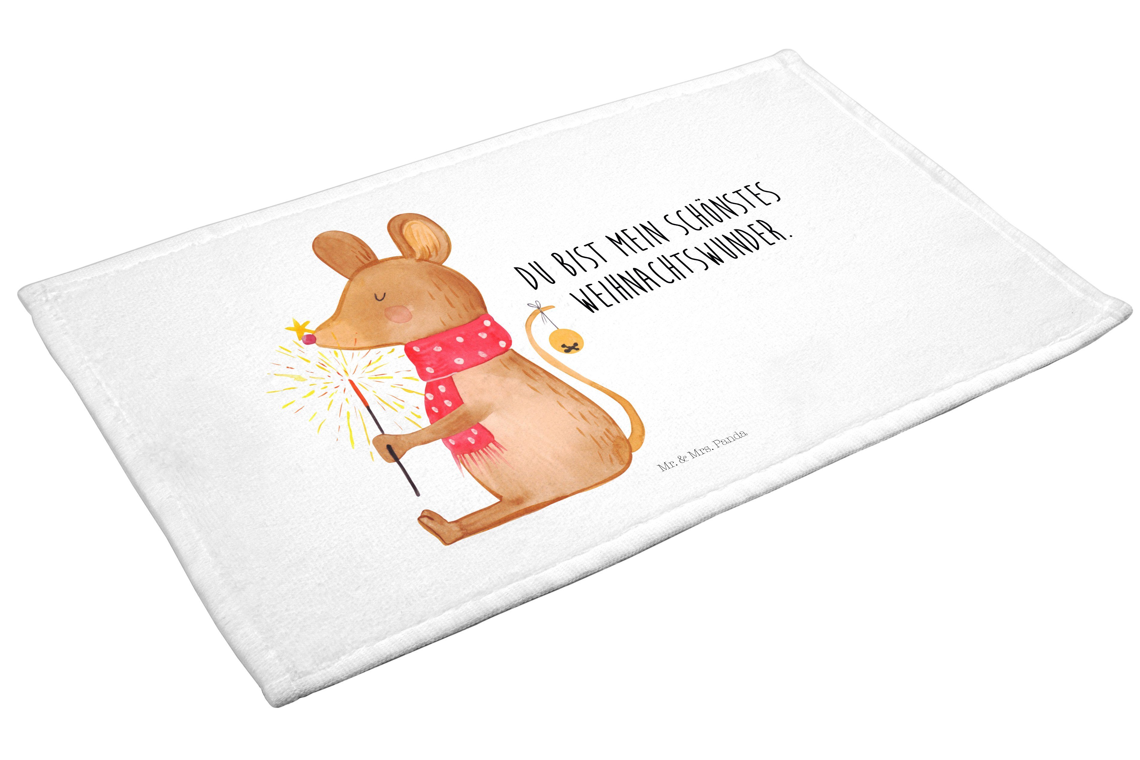 Mr. & Panda - Handtuch, Re, (1-St) Mrs. Weihnachtsmaus Handtuch, Weiß Handtuch Kinder - Sport Geschenk