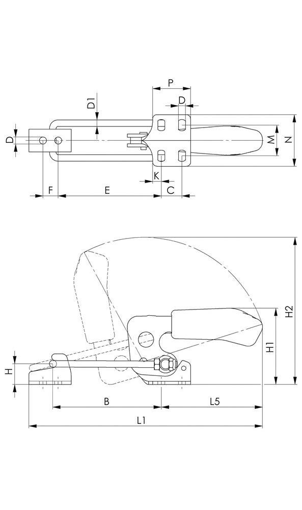 AMF Zwinge Nr. 6848H Verschlussspanner horizontal 2 Größe