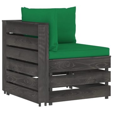 vidaXL Gartenlounge-Set 2-Sitzer Outdoor-Sofa mit Kissen Grau Imprägniertes Kiefernholz