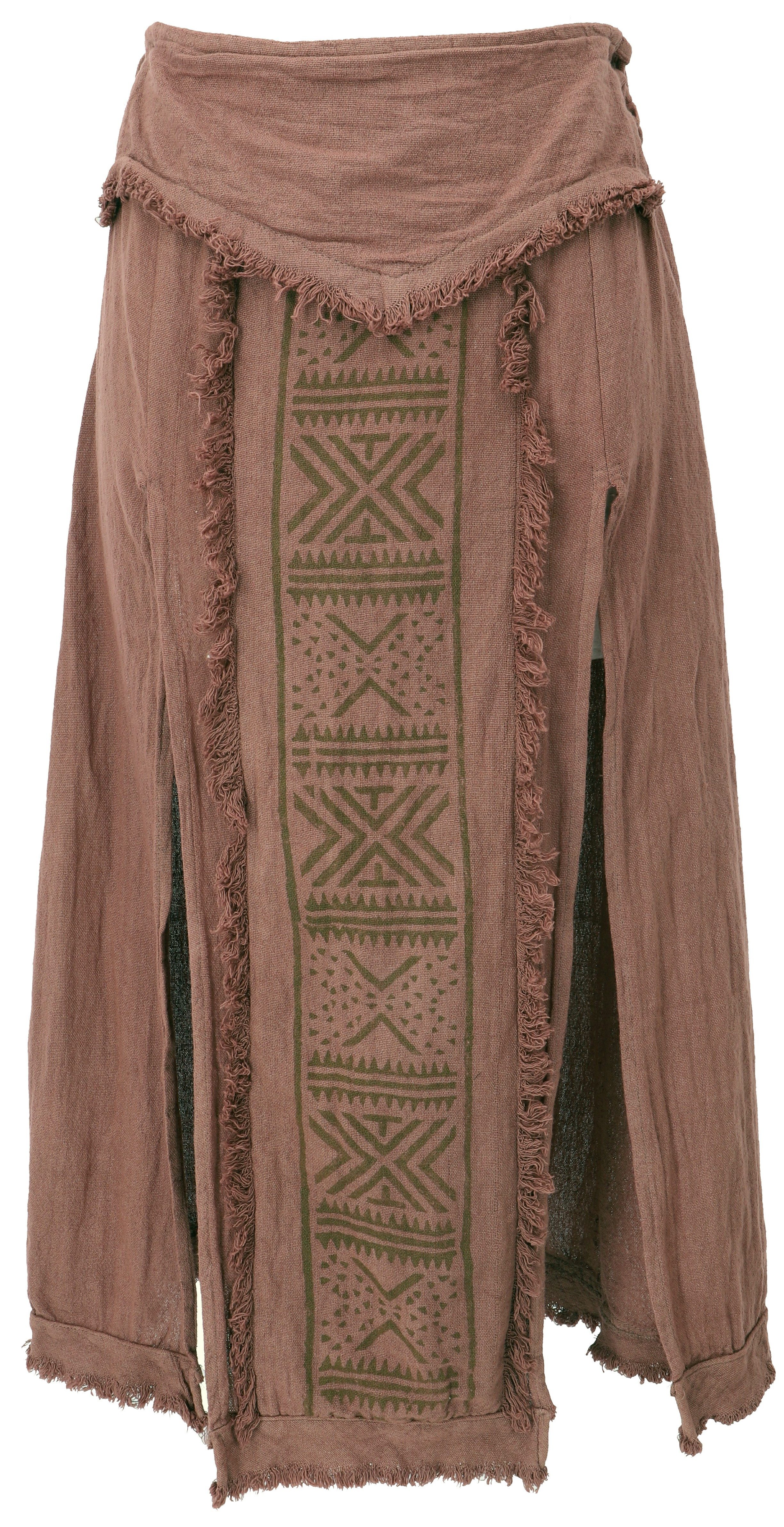 Guru-Shop Minirock Langer Boho Panel Skirt, offener Sommerrock,.. alternative Bekleidung