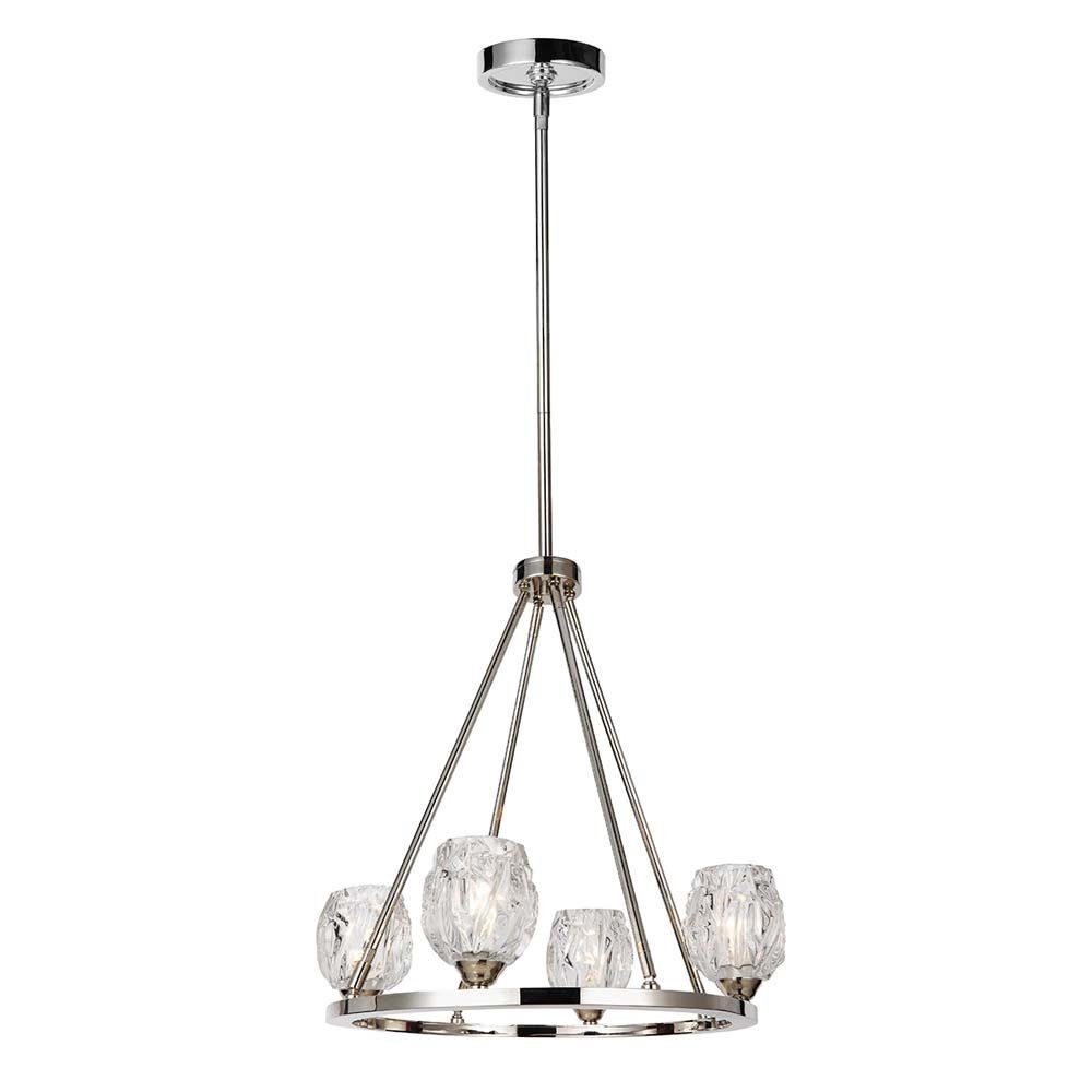 Elstead LIGHTING Kronleuchter, Leuchtmittel inklusive, Warmweiß, Kronleuchter Deckenlampe Pendelleuchte LED Lampe Glas Nickel D 53,7 cm