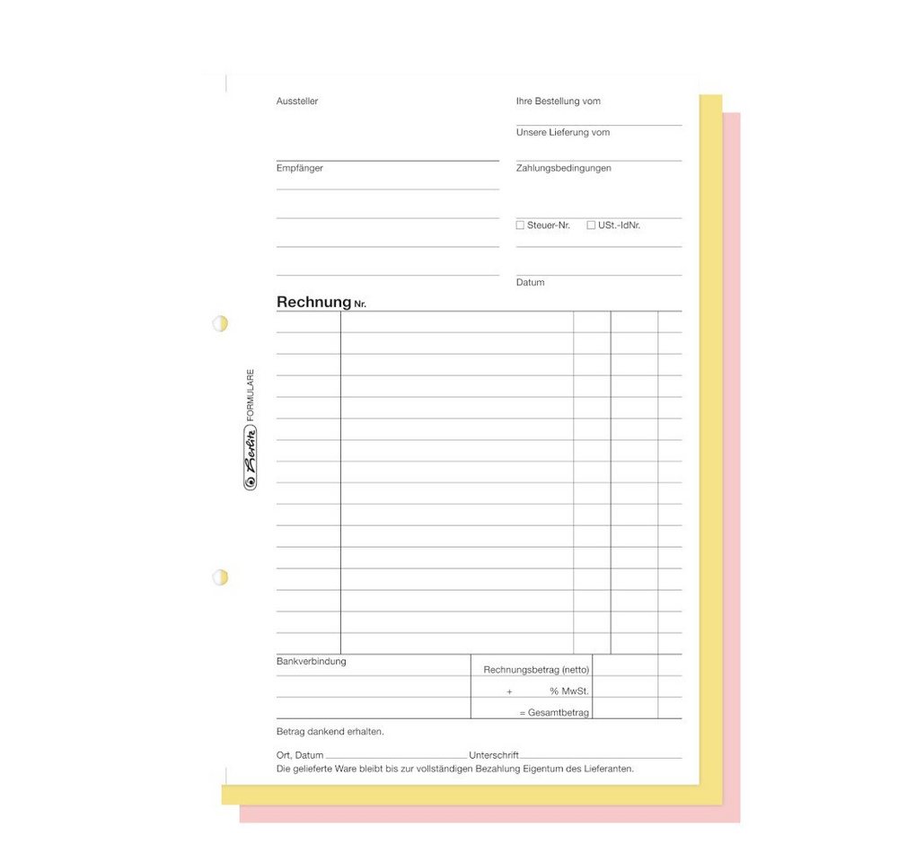 Thumbnail - Herlitz Geschäftspapier Herlitz Rechnungsbuch 307 / A5 / 3x 40 Blatt / selbstdurchschreibend
