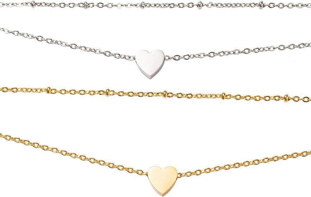 Firetti Fußketten Set Schmuck Geschenk Körperschmuck Herz (Set, 2-tlg)