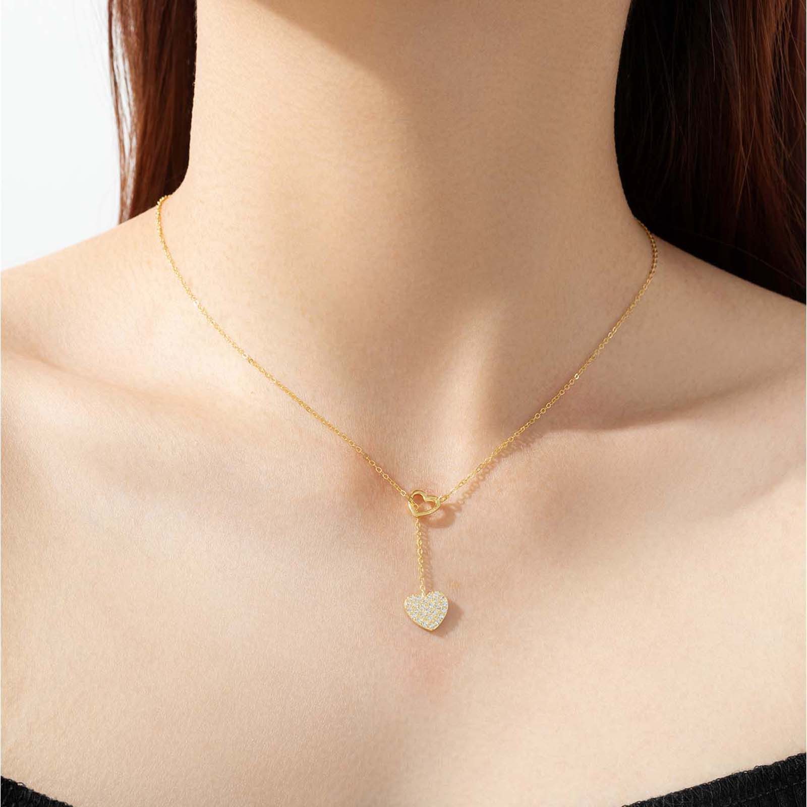 KARMA Kette mit Anhänger Halskette Herz Kristall Silber oder Gold Damen Sil günstig online kaufen