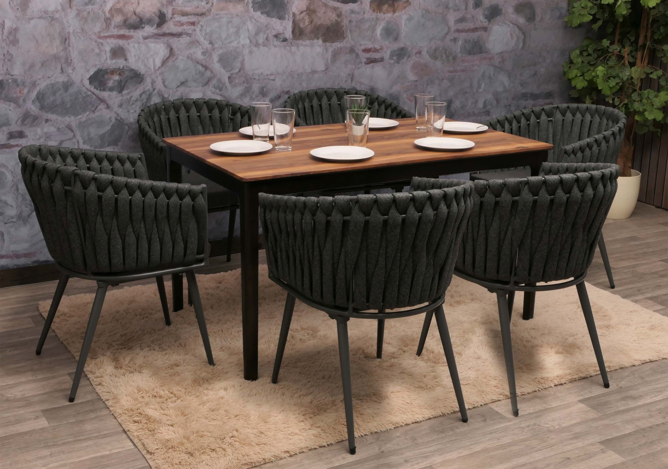 MCW Esszimmerstuhl MCW-N38-ID-6 (6er-Set), Mit besonders dickem elastischem Seilgeflecht