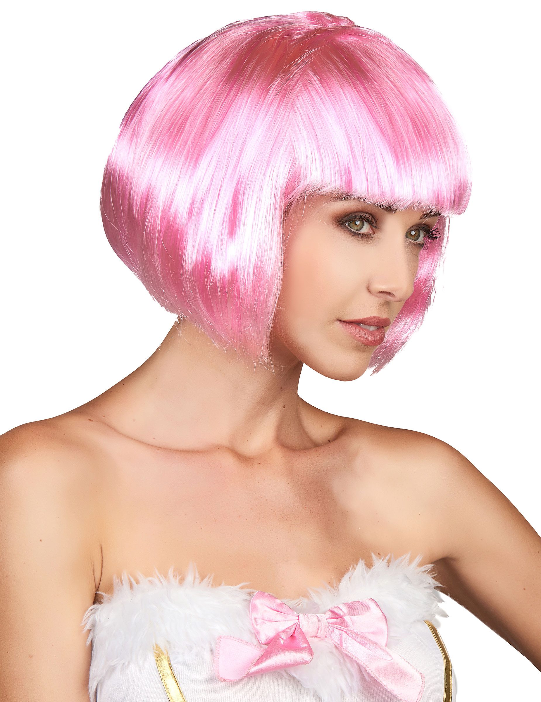 Kostüm Bob Perücke Karnevalsperücke rosa