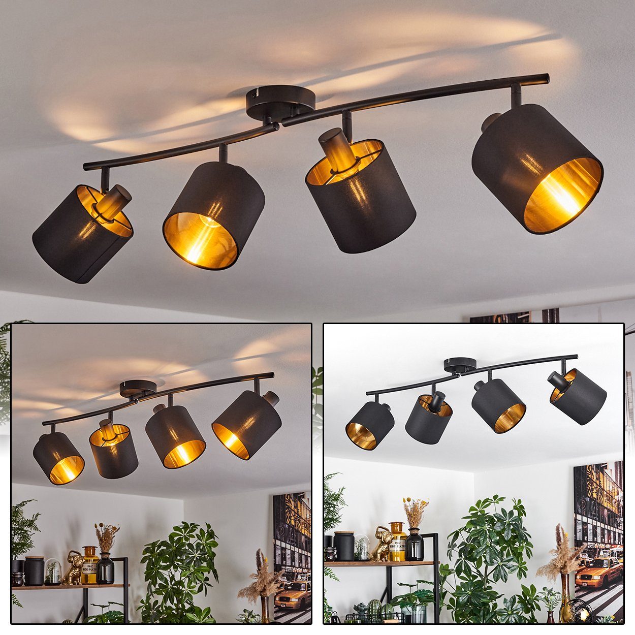 hofstein Deckenleuchte moderne Deckenlampe aus Metall/Stoff günstig online kaufen