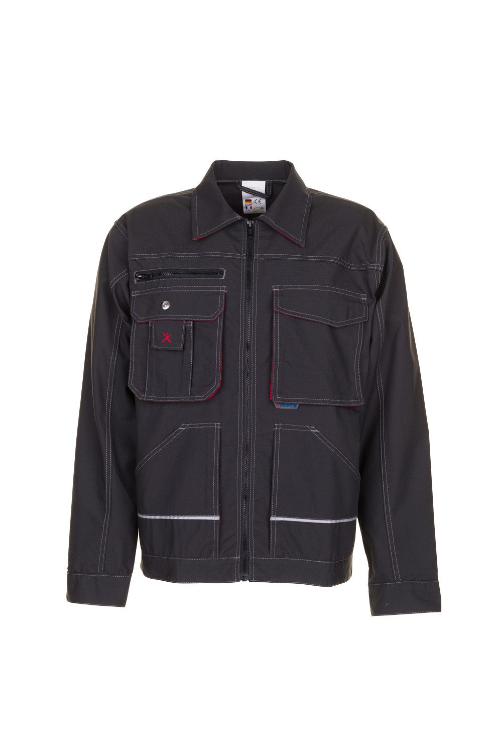 Planam Arbeitsjacke PLANAM Herren Bundjacke BASALT Langarm Kragen Anthrazit/Rot