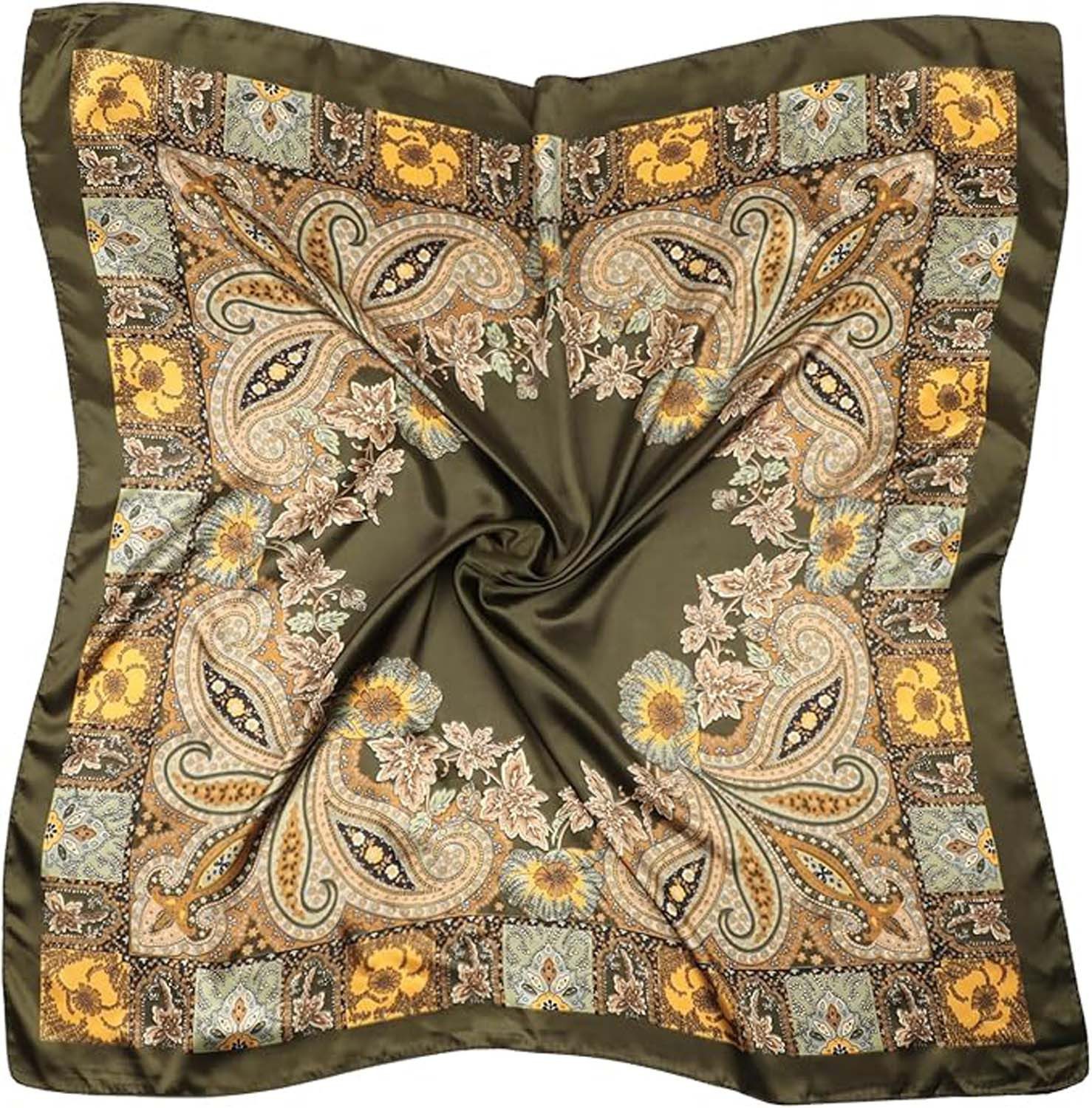 Bwecuy Seidentuch 90x90cm Große Quadratische Schals für Damen Bandanas