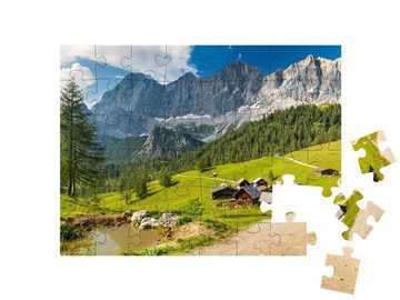 puzzleYOU Puzzle Bergdorf Dachsteins, Neustattalm, Österreich, 48 Puzzleteile, puzzleYOU-Kollektionen
