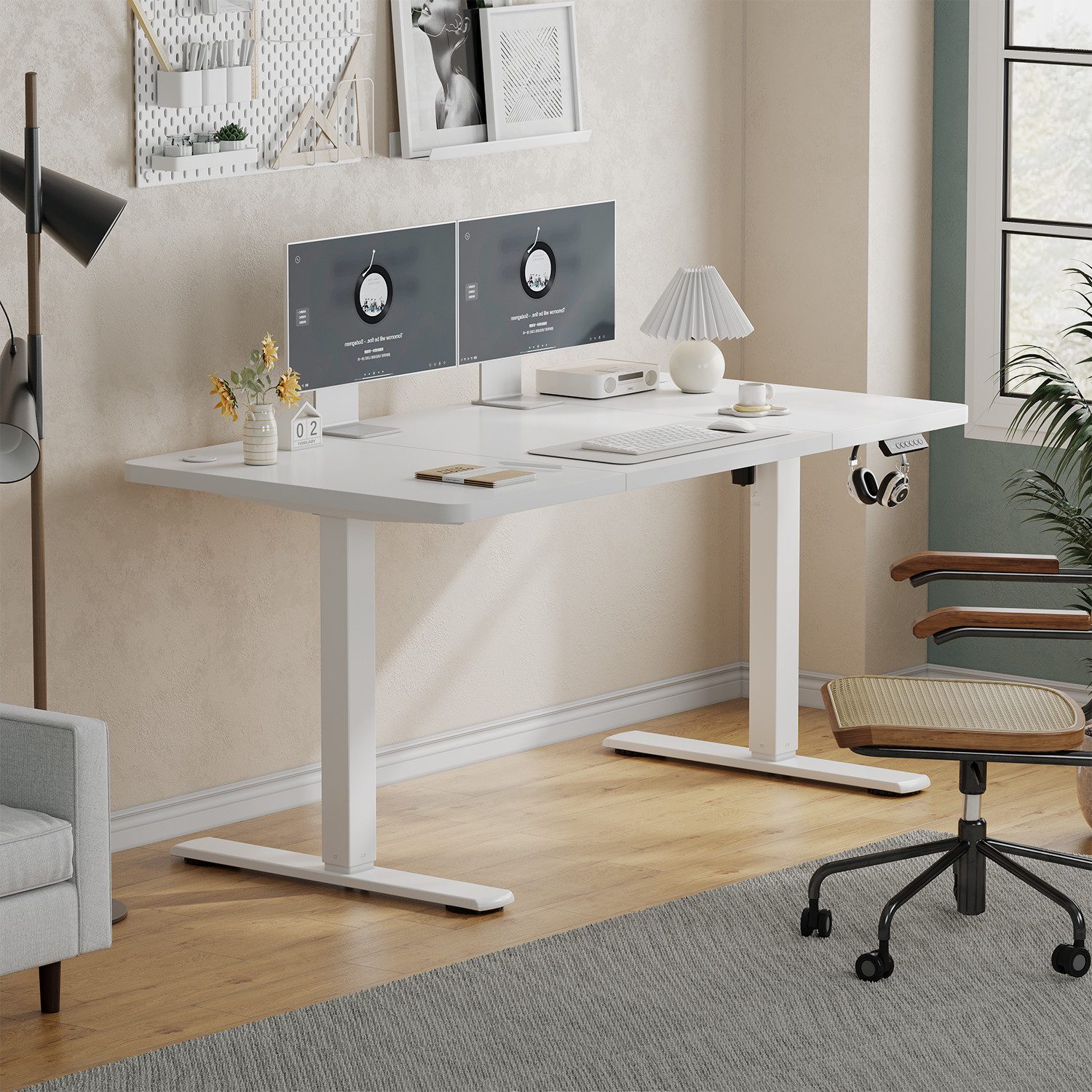 Furnicopia Schreibtisch Höhenverstellbarer mit USB-Ladefunktion und Wecker-Erinnerung (2 Höheneinstellungen 5 Farben und 6 Größen fur eine Vielzahl von Arbeits- – Bild 2 von 5