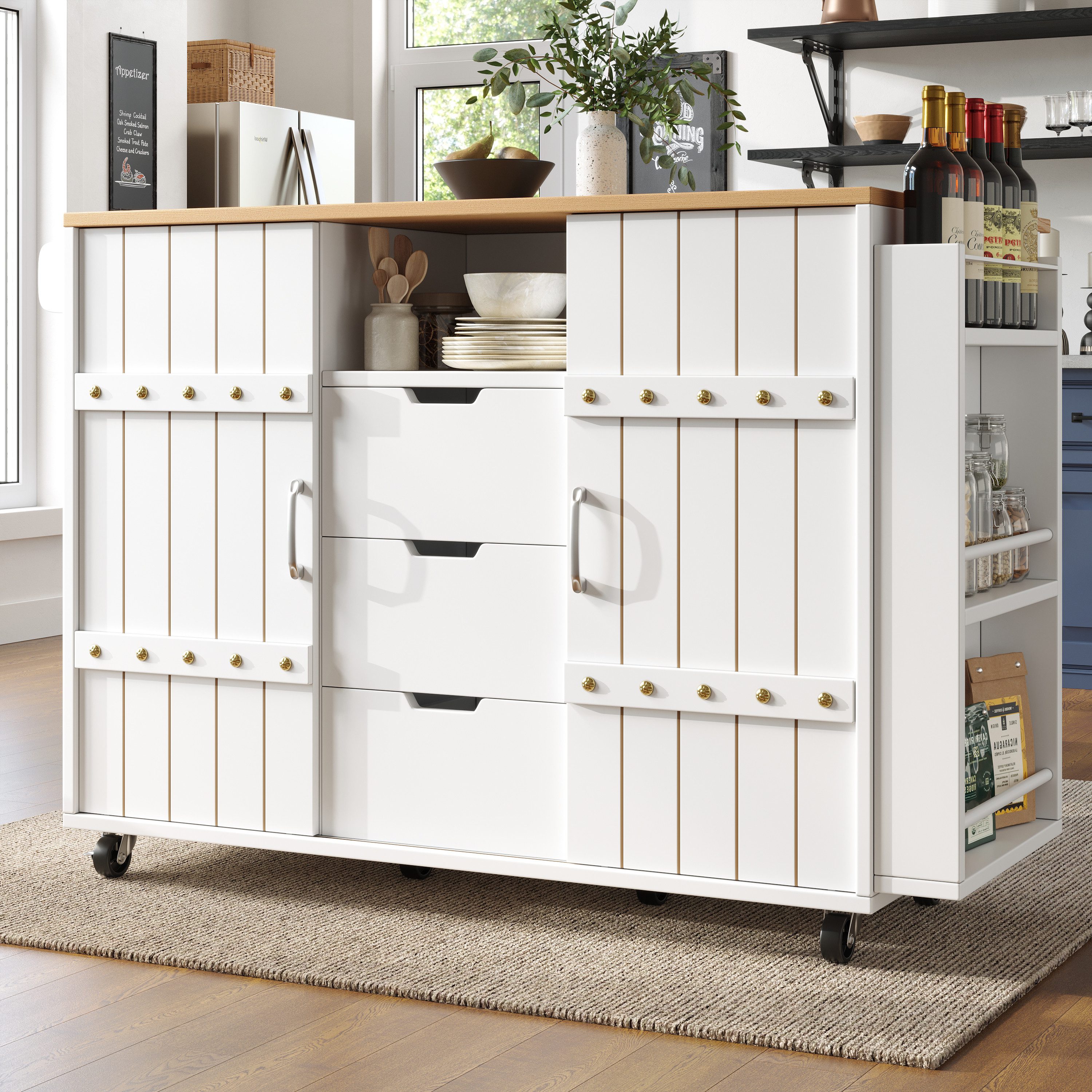 TavilaEcon Küchenbuffet Küchenschrank, Servierwagen mit Rollen günstig online kaufen