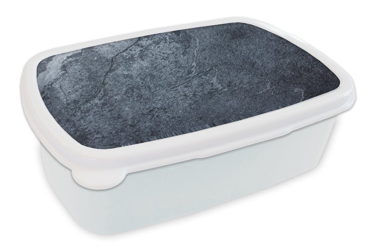MuchoWow Lunchbox Stein - Schiefer - Textur - Grau, Kunststoff, (2-tlg), Brotbox für Kinder und Erwachsene, Brotdose, für Jungs und Mädchen weiß