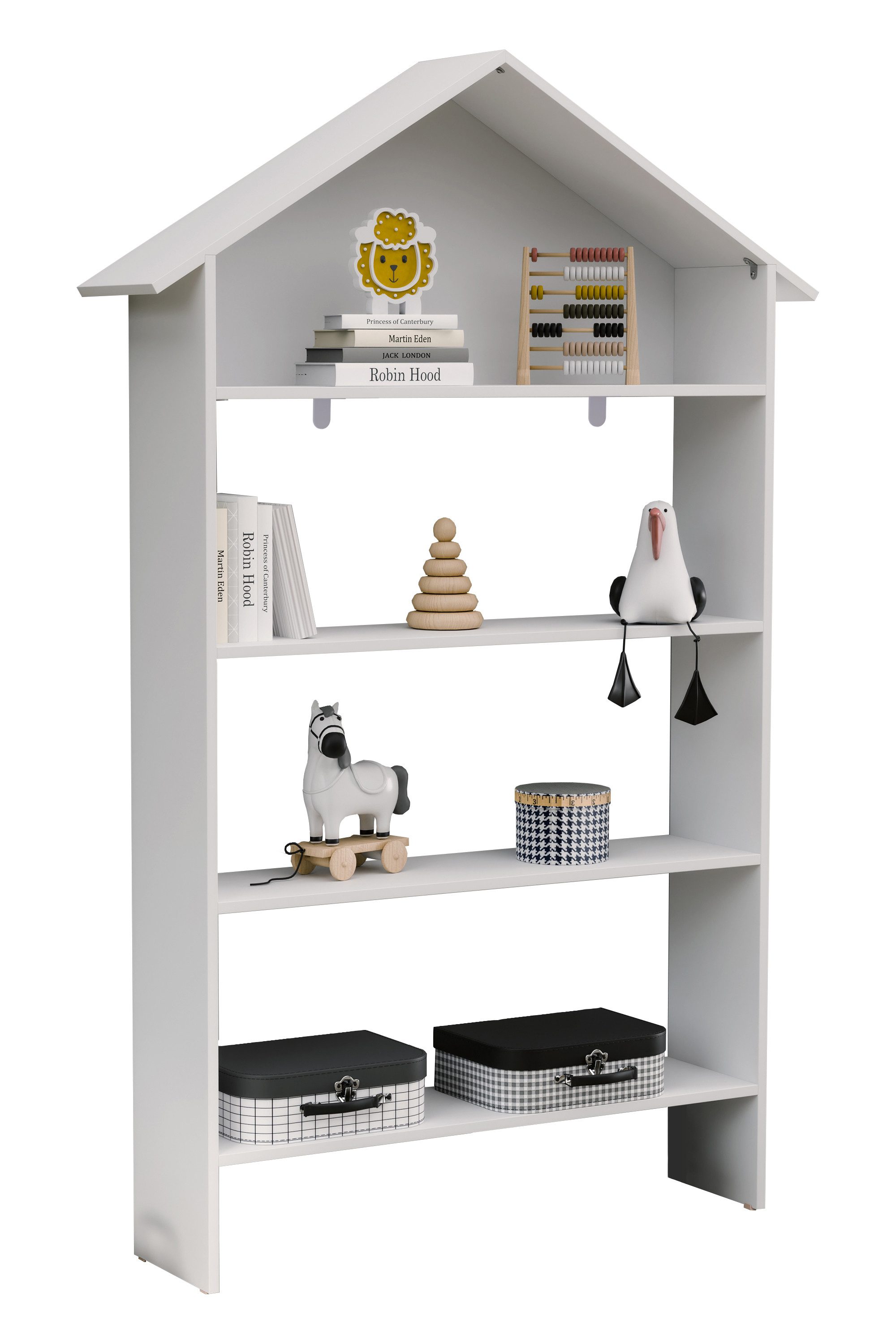 VCM Standregal Italu Bücherregal B. 1030 x T. 23 x H. 160 cm, 4 Fächer für Bücher und Dekoration
