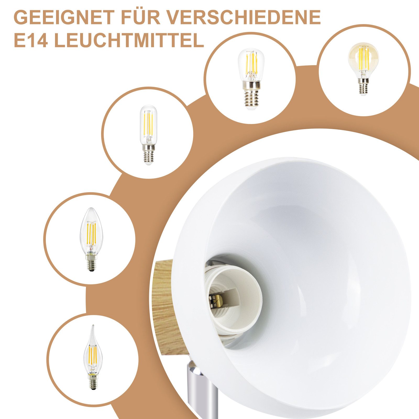 Nettlife Deckenstrahler Vintage E14 Innen 350°Schwenkbar Weiß Deckenlampe F günstig online kaufen