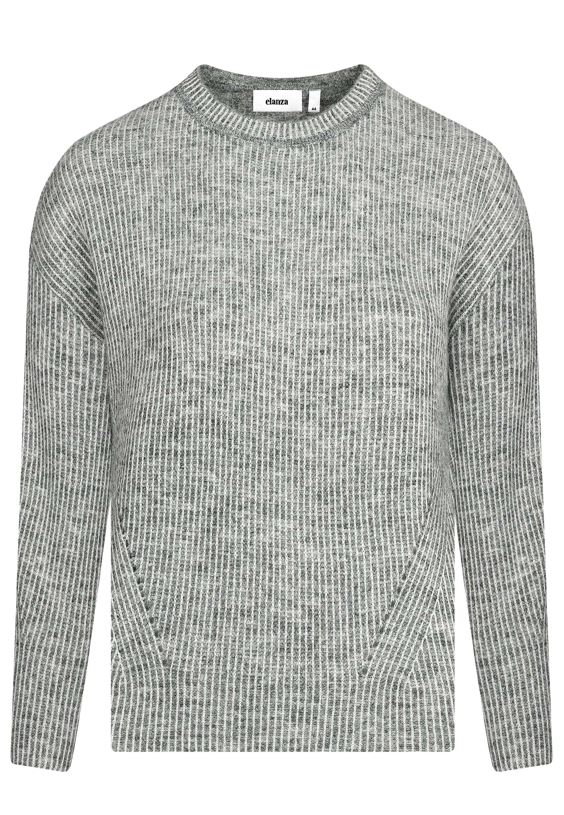 elanza Strickpullover Strickpullover mit Streifen in Hellgrau (1-tlg)