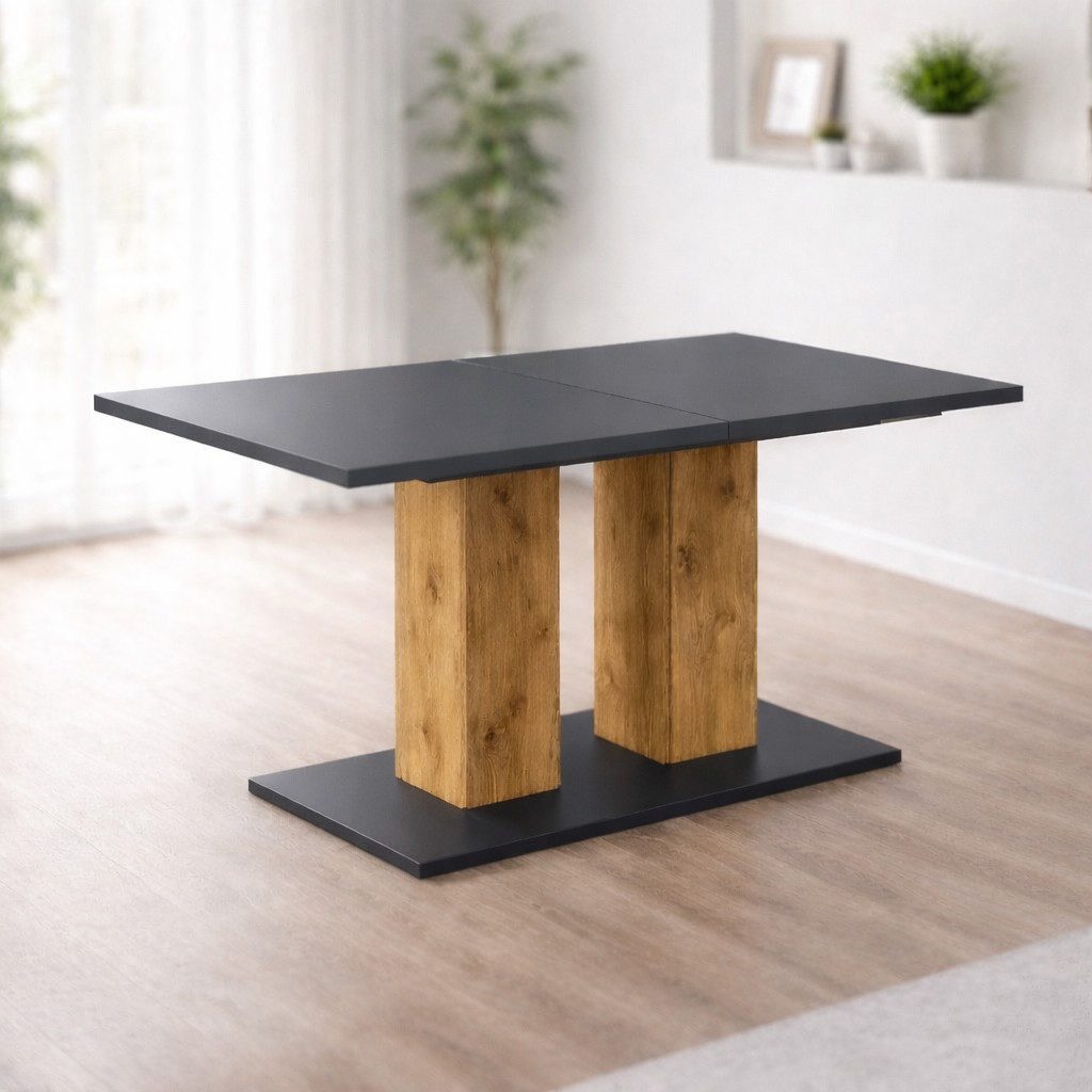 OTTO home Esstisch Torino, Säulentisch, Speisetisch, Küchentisch, ausziehbar bis 180 cm, Platz für bis zu 6 Personen, verlängerbar durch Einlegeplatte