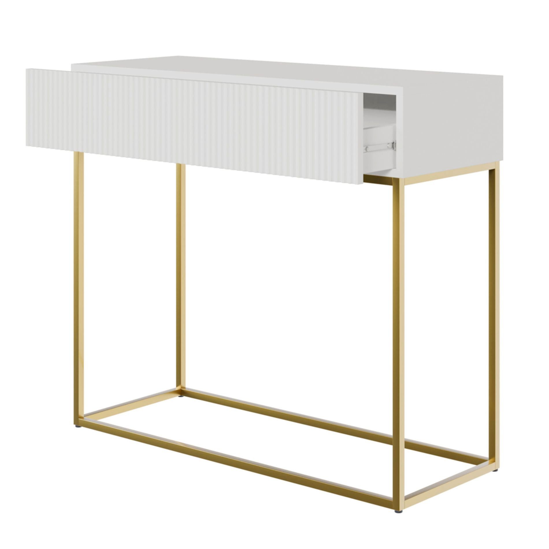 Selsey Konsolentisch VELDIO, mit Schublade, geriffelter Front und Metallgestell, 90 cm
