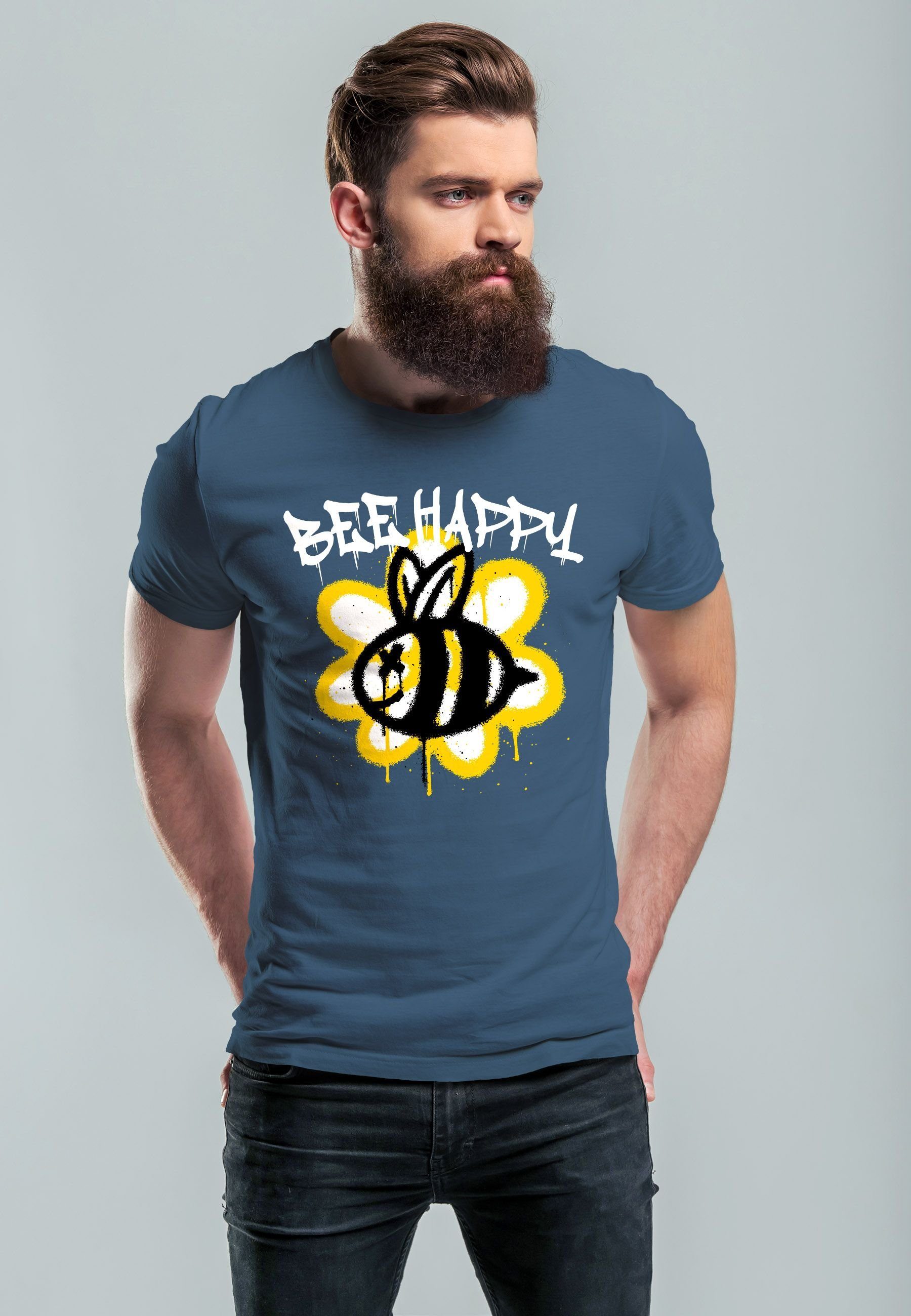 Neverless Print-Shirt Herren T-Shirt Aufdruck Bee günstig online kaufen