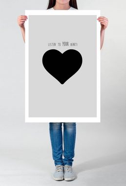Sinus Art Leinwandbild Poster in 60x90cm - Höre auf dein Herz.