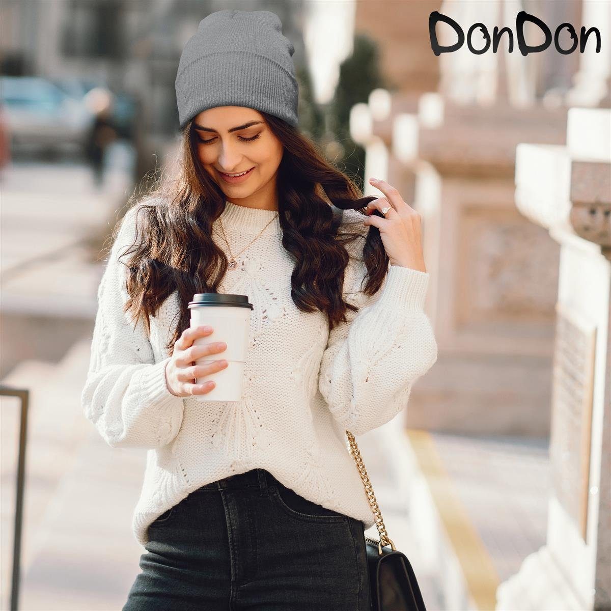 DonDon Beanie Mütze Beanie (Packung, 1-St) Wintermütze, klassisches Design, mit Krempe