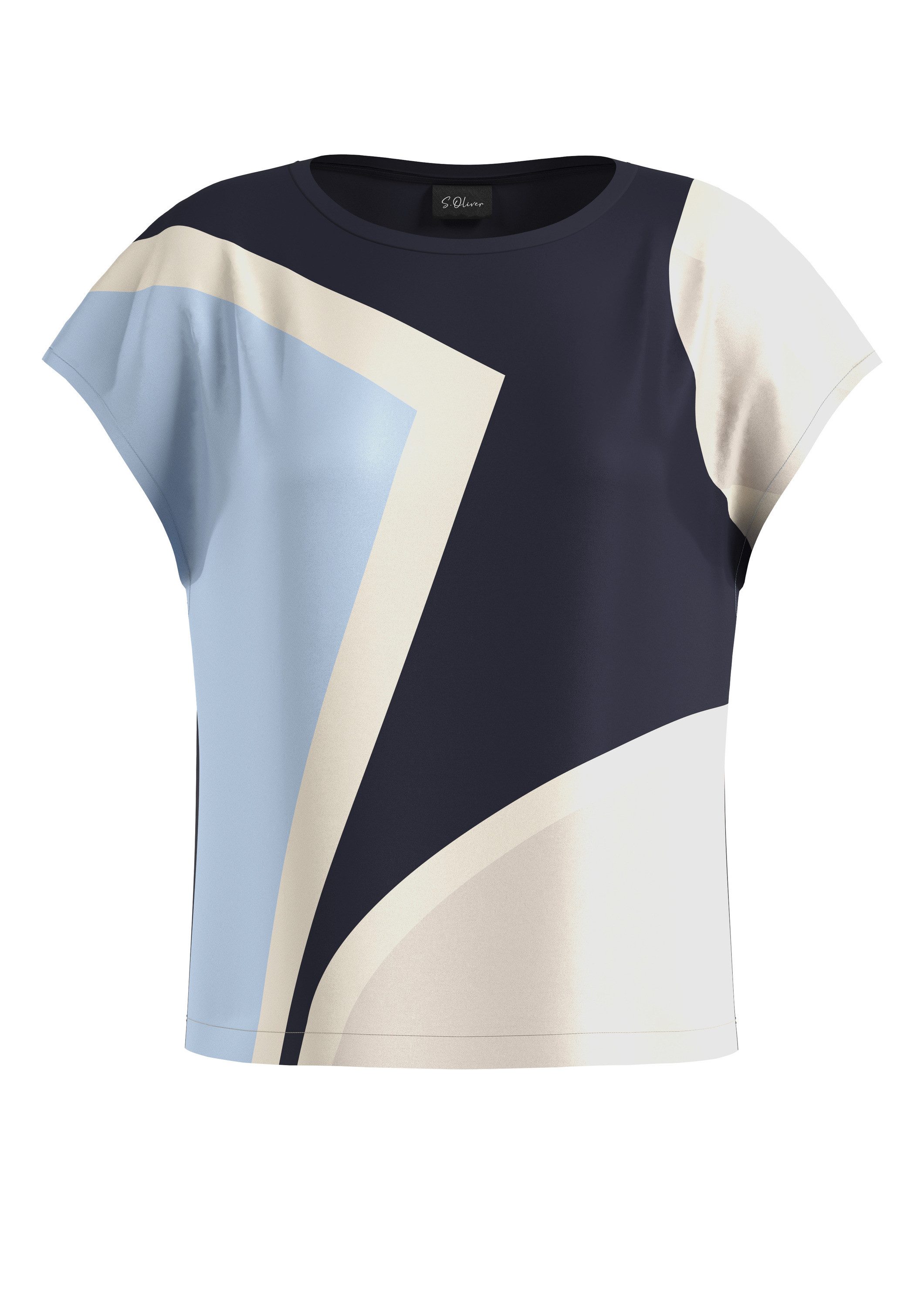 s.Oliver Kurzarmshirt T-Shirt Viskose-Shirt im Fabricmix mit überschnittene günstig online kaufen