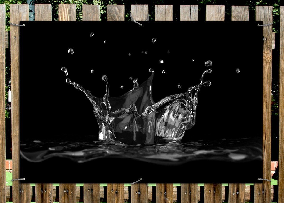 Thumbnail - Wallario Sichtschutzzaunmatten Aufspritzendes Wasser Schwarz-Weiß