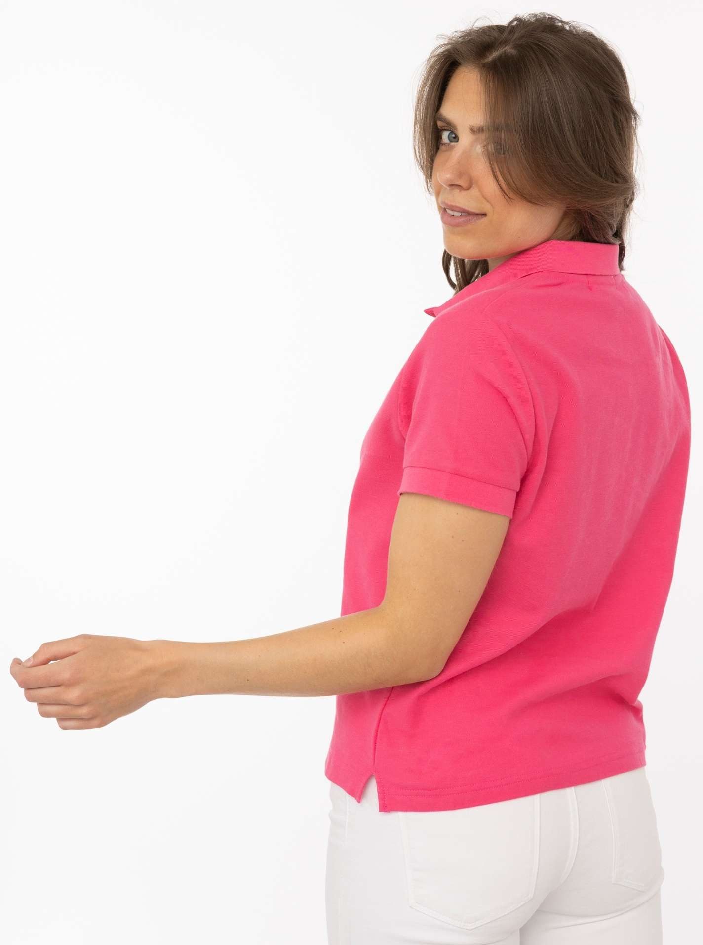 Zwillingsherz Poloshirt Herz unifarben, Polokragen mit Knopfleiste, Herz-Patch – Bild 2 von 5