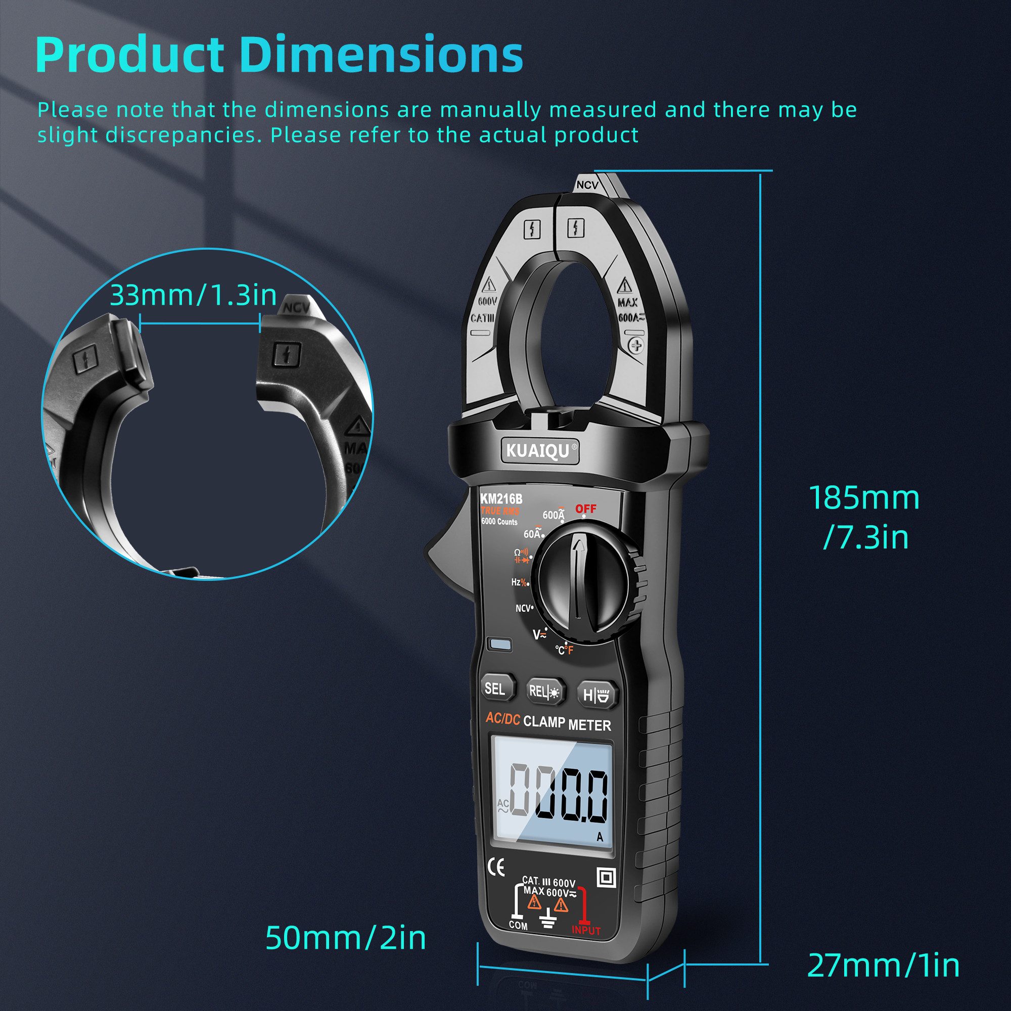 BBG Spannungsprüfer Digitales Multimeter Zangenmessgerät AC/DC mit LED-Licht