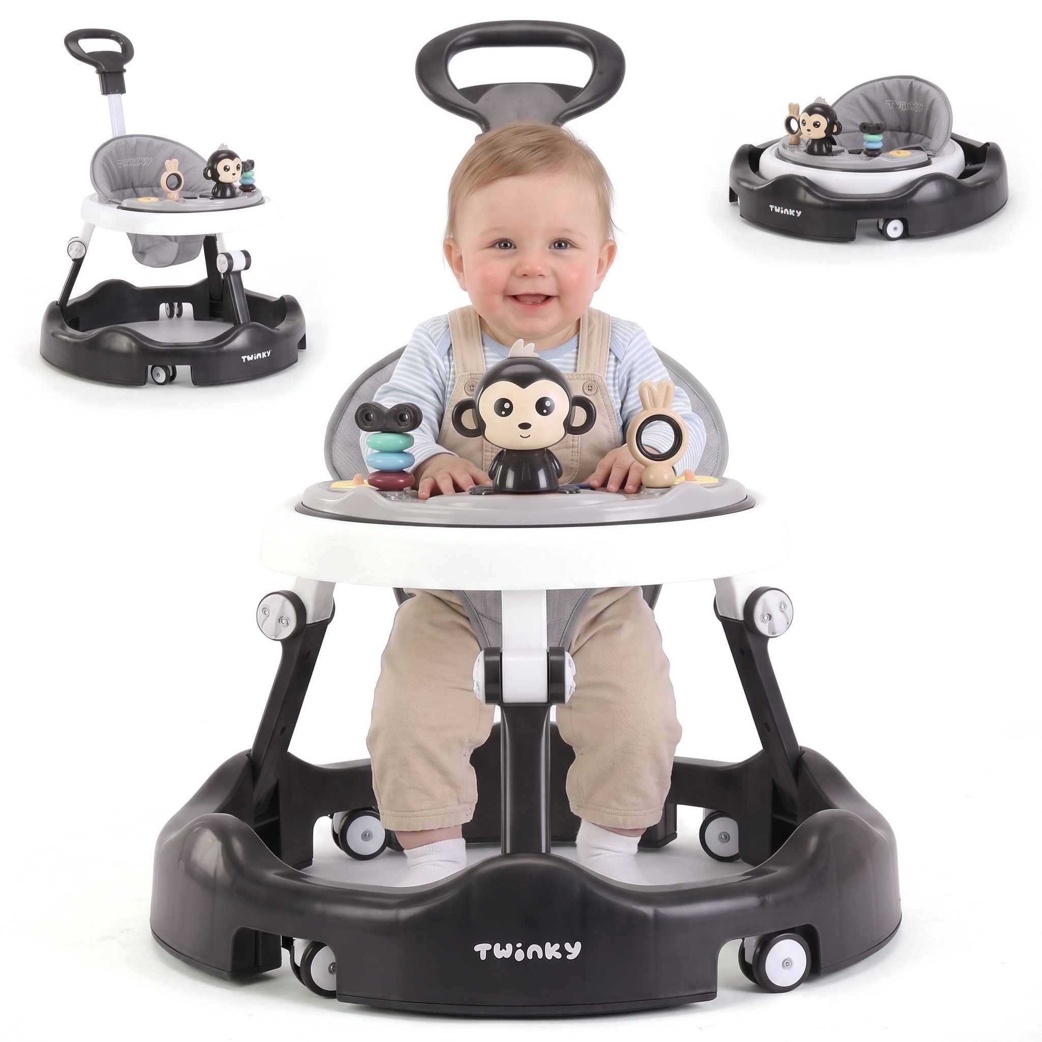 TWINKY Lauflernhilfe für Baby - Klappbarer Lauflernwagen mit Schiebegriff, (Bedienungsanleitung für Babywalker)