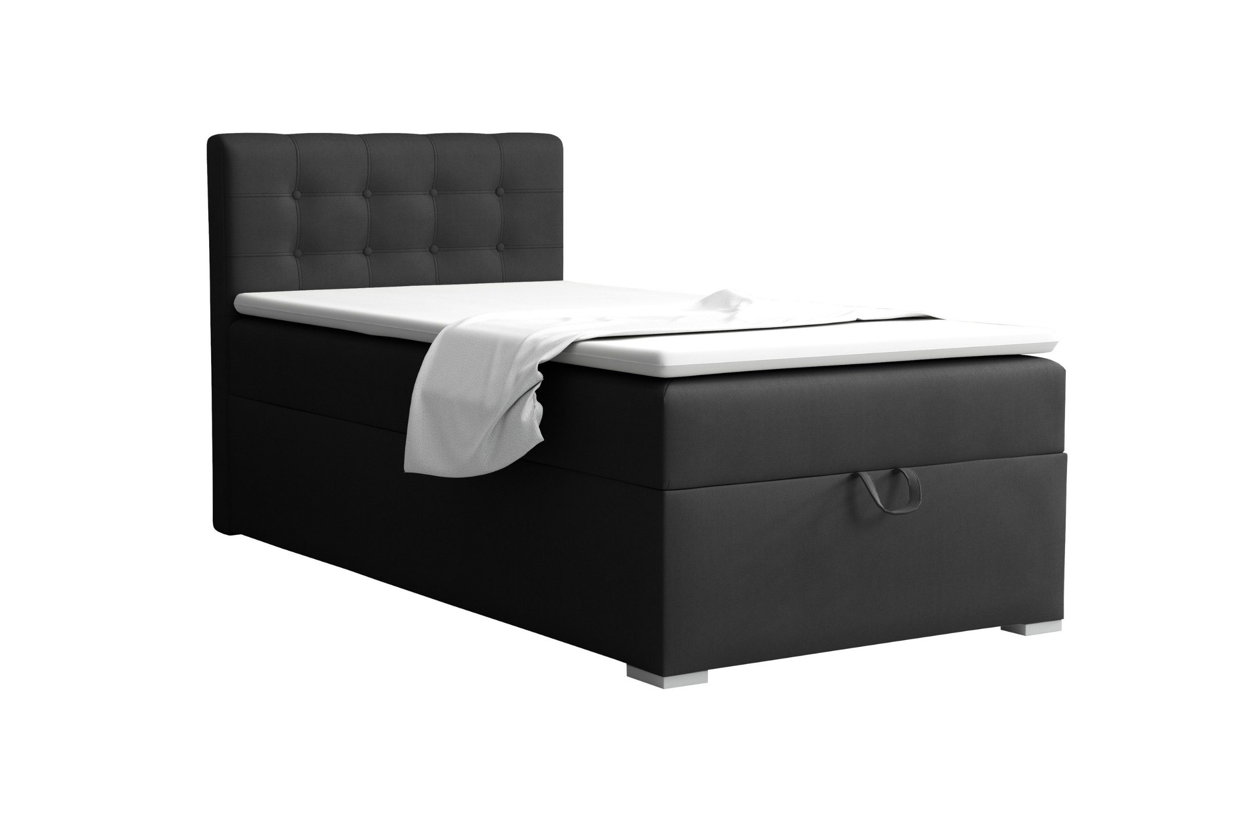 Deine Möbel 24 Boxspringbett TEEN 3 Bett für Teenager Jugend Jugendbett Einzelbett (Jugendzimmer Beige Grau Hellgrau Grau Anthrazit Schwarz, 3-St., Bonellfederkern-Matratze H3 Taschenfederkern-Matratze H4), 90x200 100x200 Polsterbett Velours