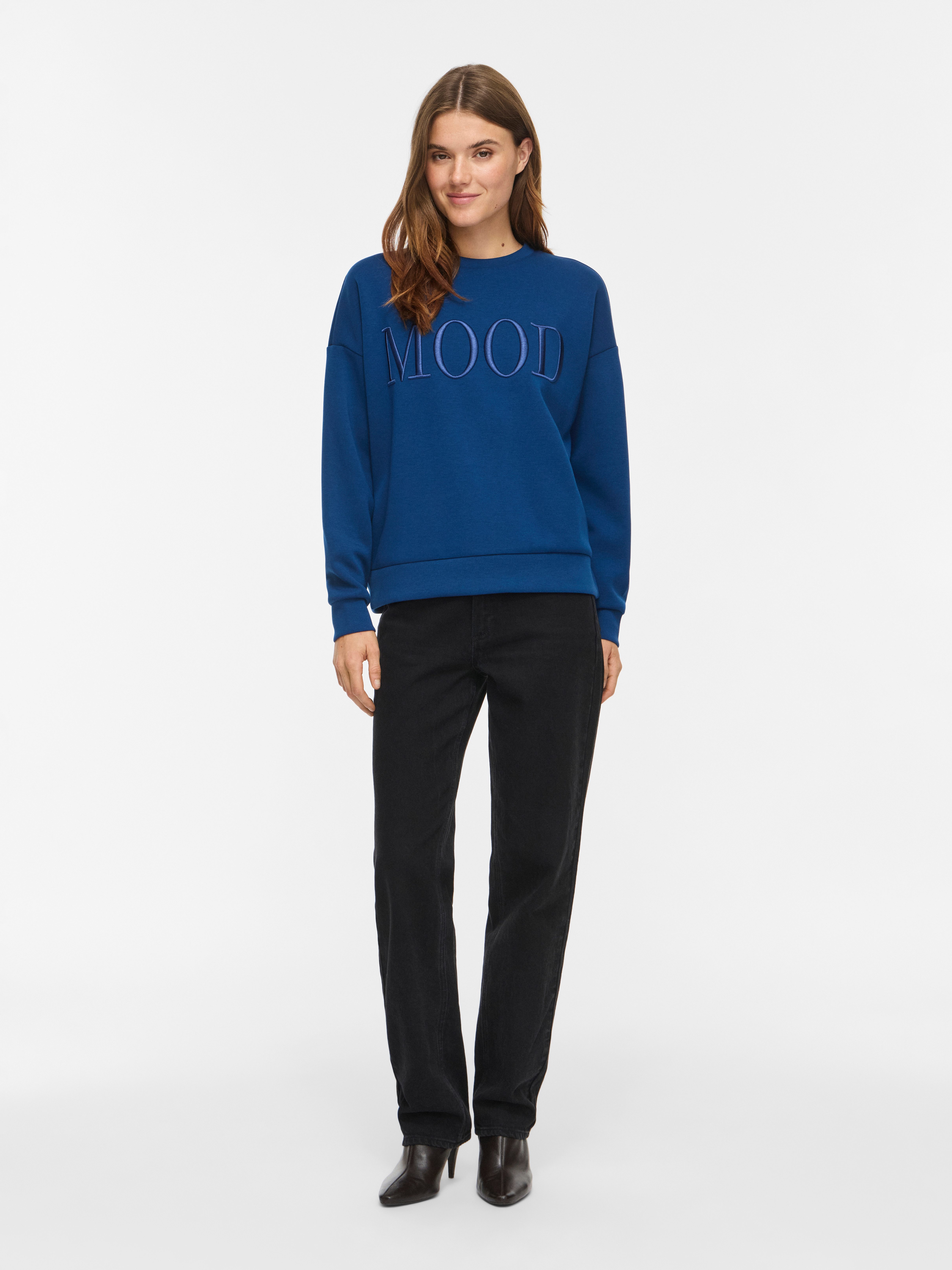 Vila Sweater VIREFLECT MOOD EMB L/S SWEAT TOP/R/3 Materialmix, loose fit – Bild 3 von 5
