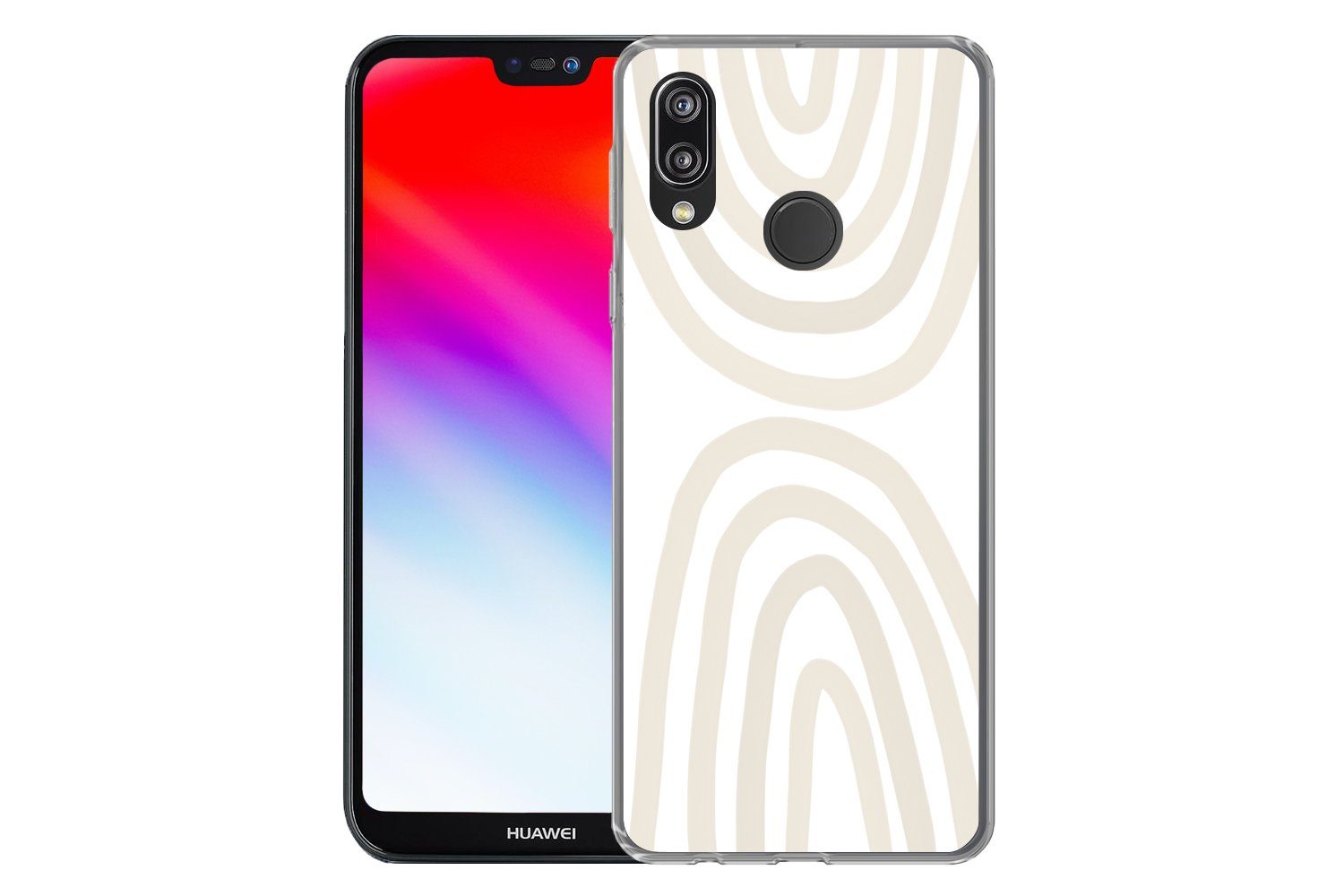 MuchoWow Handyhülle für Huawei P20 Lite (2020) Regenbogen - Pastell - Design - Abstrakt, Handy Case, Silikon, Bumper Case Dünn
