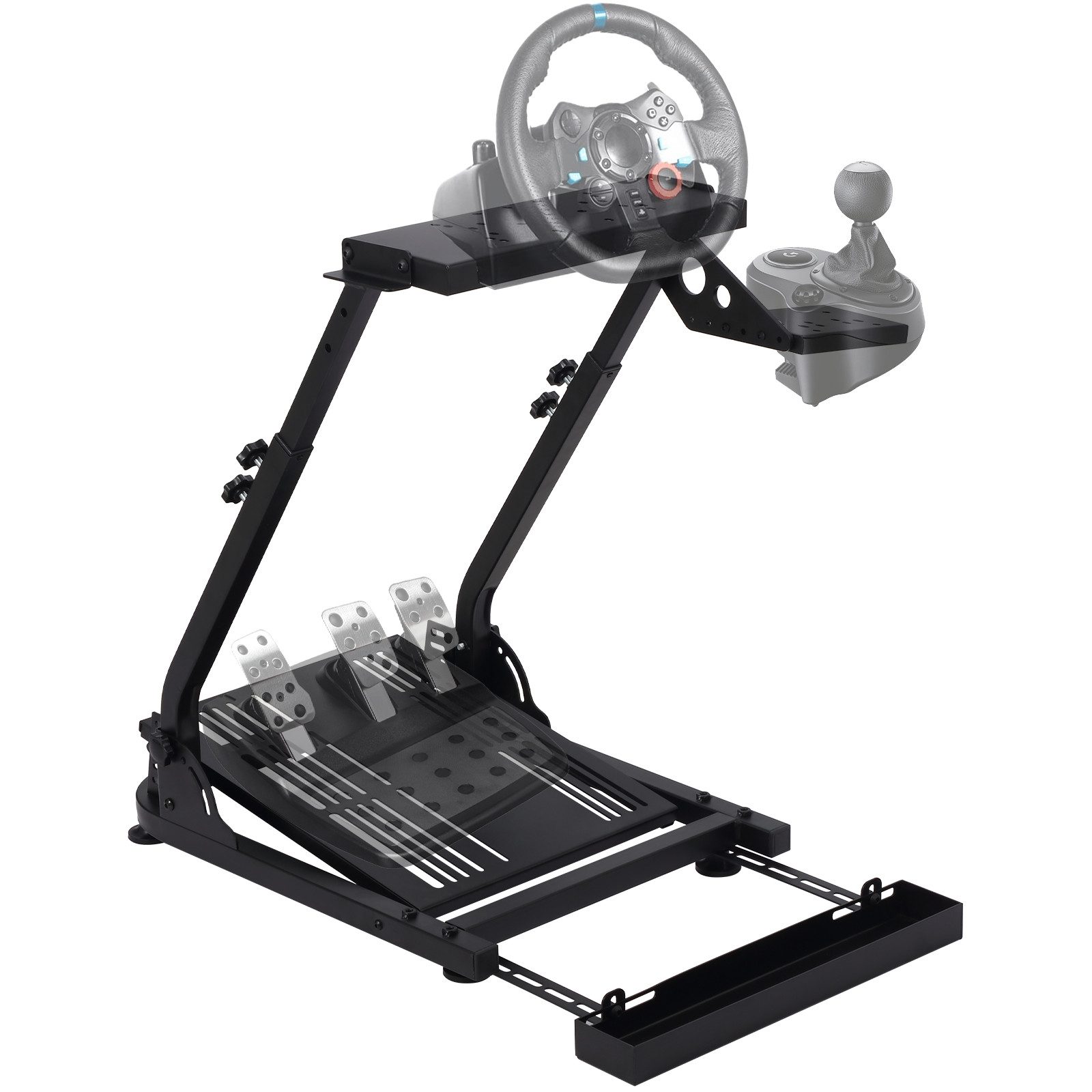 GarveeMore Rennlenkradständer aus Kohlenstoffstahl mit Stuhlnut, klappbar Controller (L-Form, höhen- & neigungsverstellbar, Schwarz)
