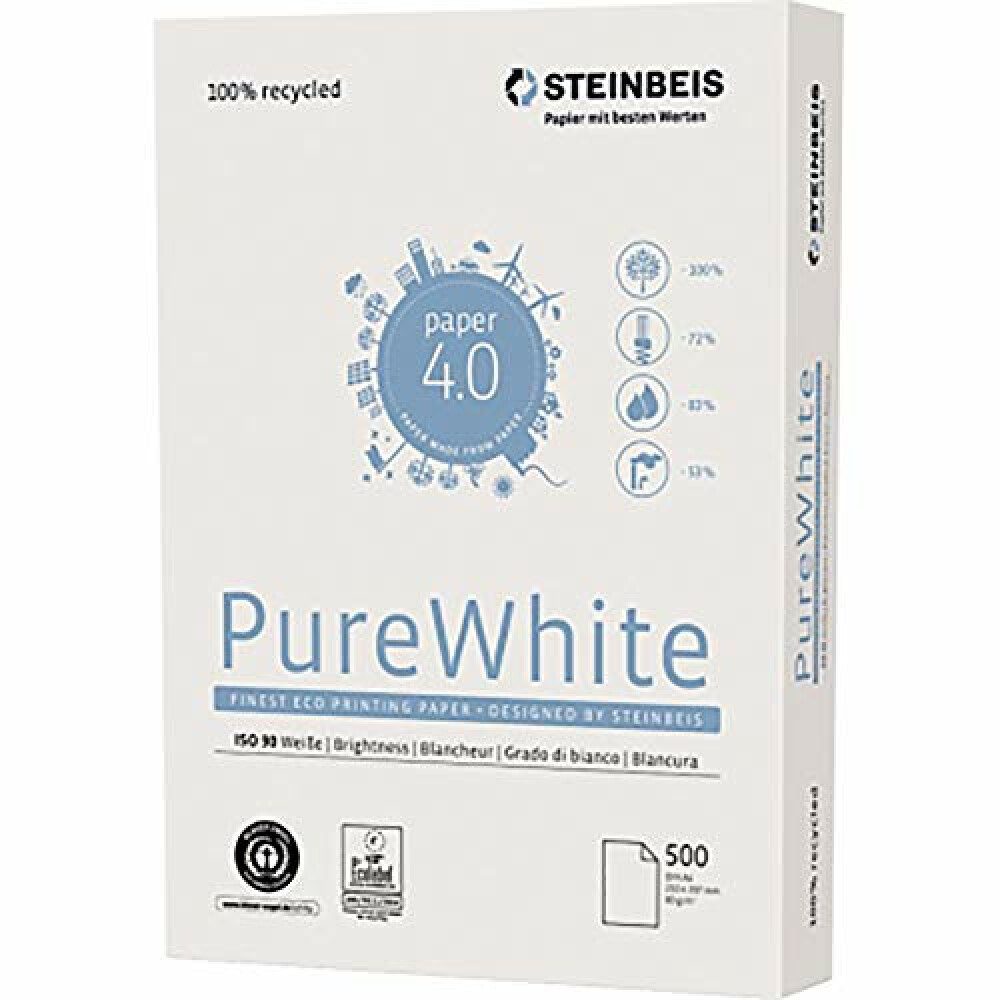 STEINBEIS Drucker- und Kopierpapier Steinbeis Pure White Kopierpapier DIN A3 80 g/m² Weiß 500 Blatt