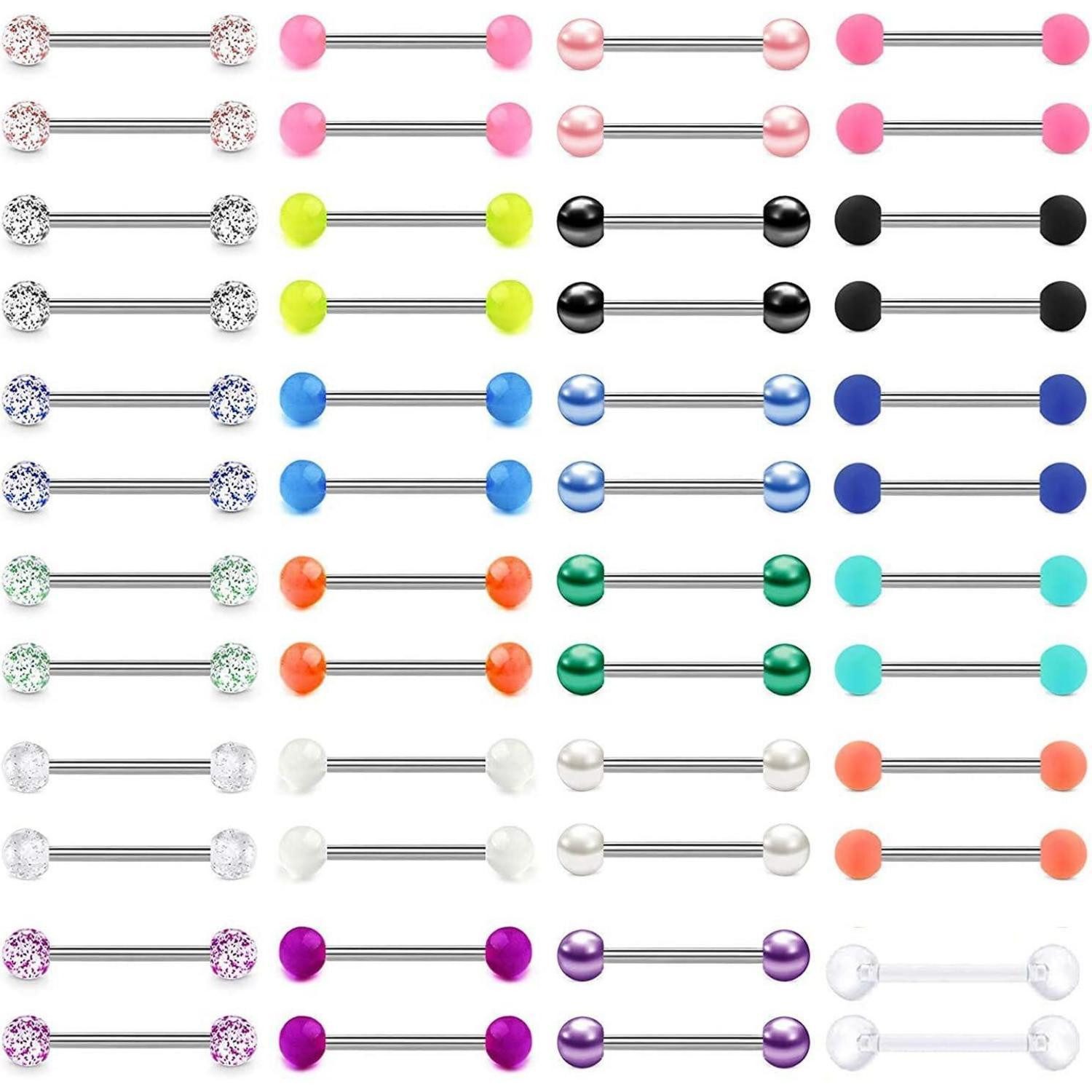 LAURITAMI Brustwarzenpiercing-Set 14G Zungen- & Brustwarzenpiercing Set Acryl, leuchtet im Dunkeln