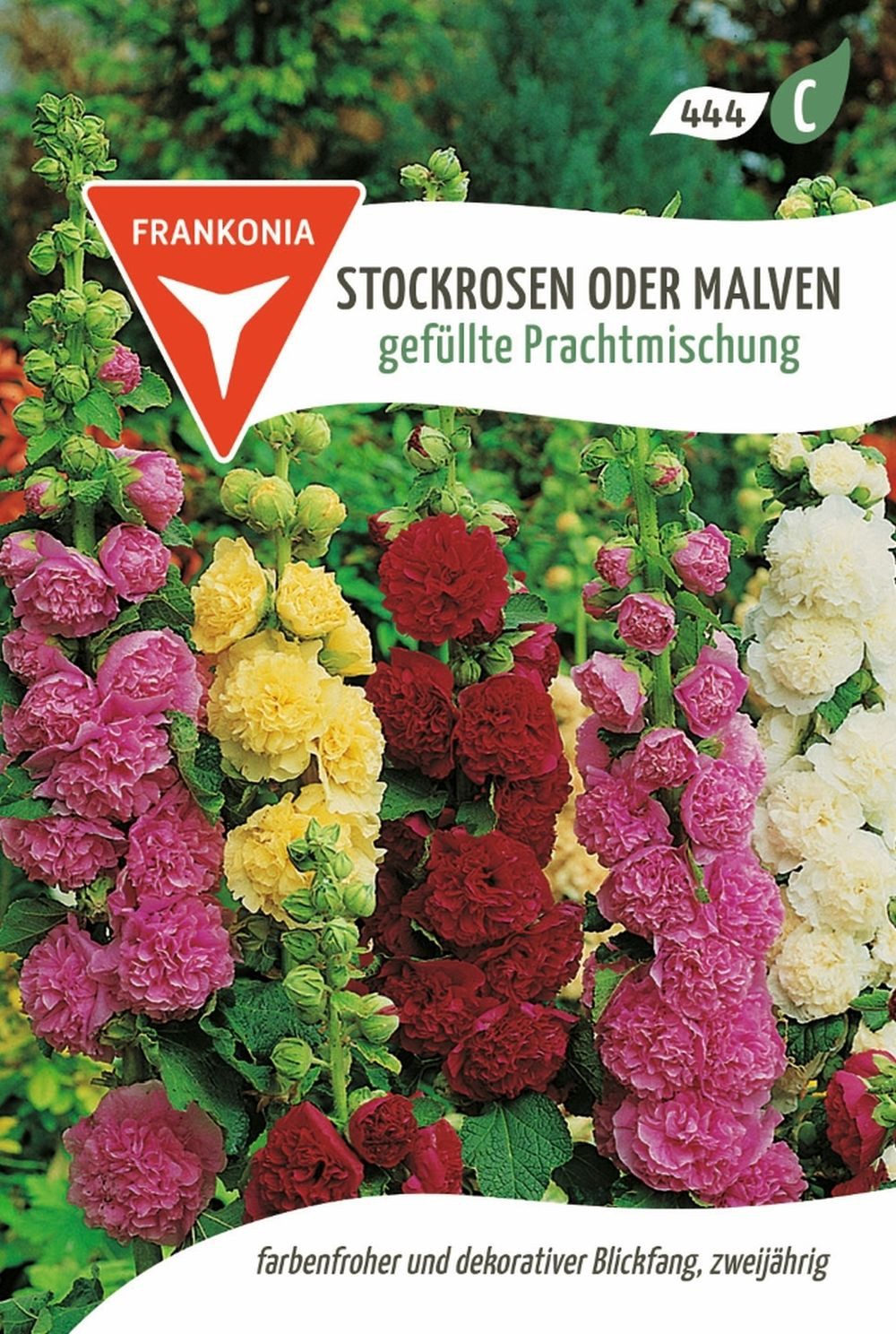 FRANKONIA Blumensamen Malve o. Stockrose, gefüllte Mischung - Saatgut Samen, Alcea rosea