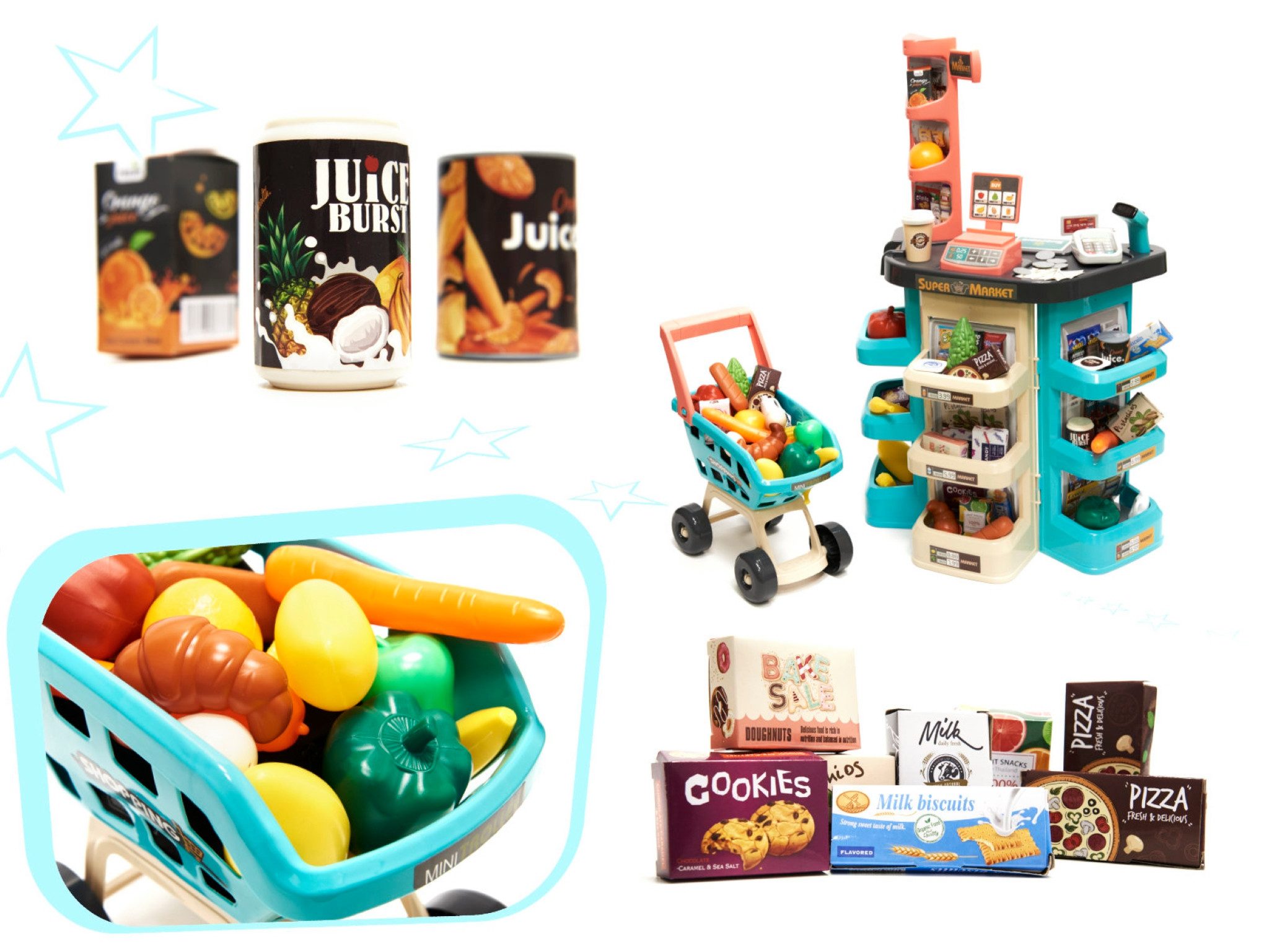 Ikonka Spielküche Spielzeug-Supermarkt mit Zubehör – Scanner & Kasse mit So günstig online kaufen