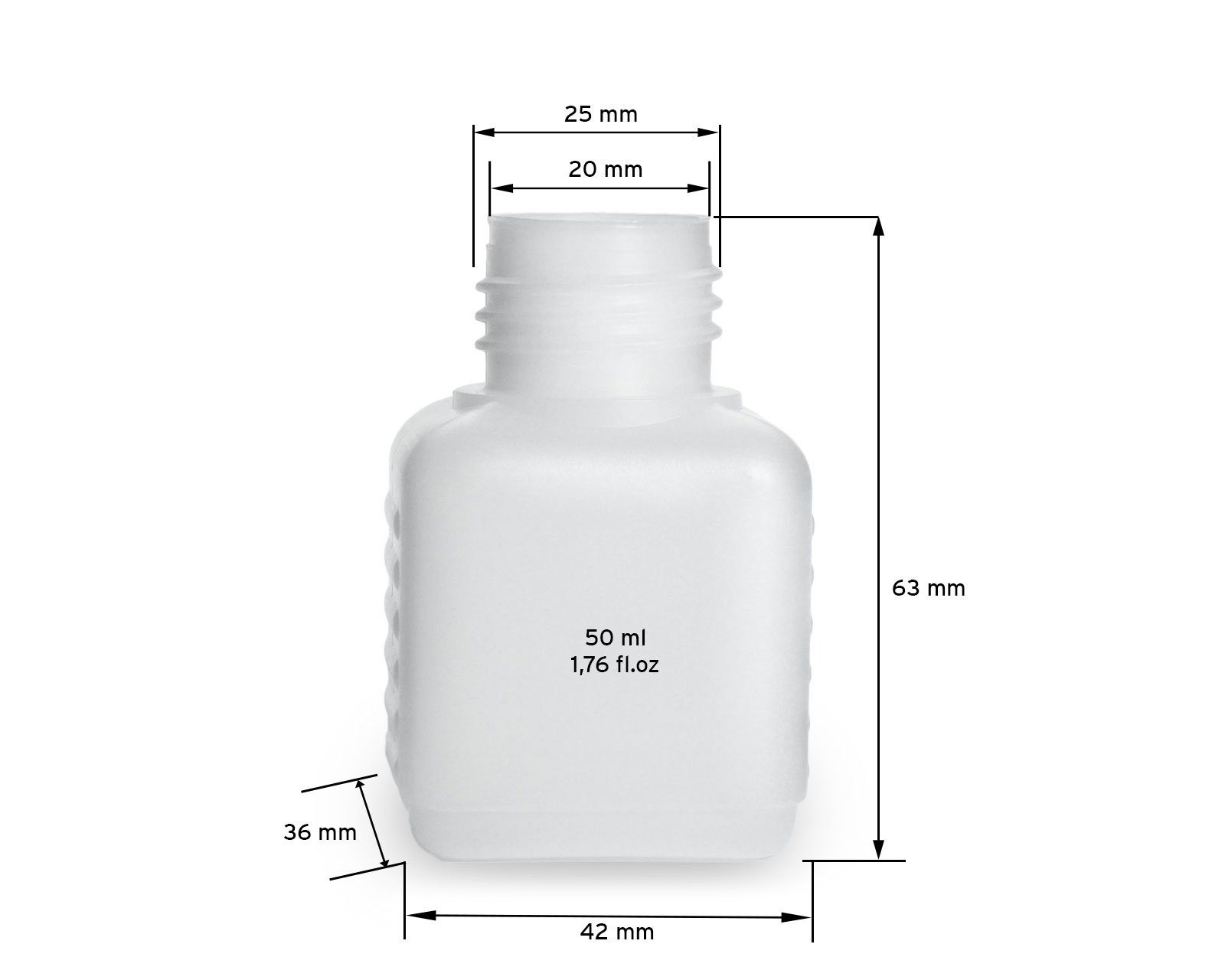 eckig OCTOPUS HDPE, aus Klappscharnierverschluss, 50 Plastikflaschen (6 G25, St) 6 Kanister ml